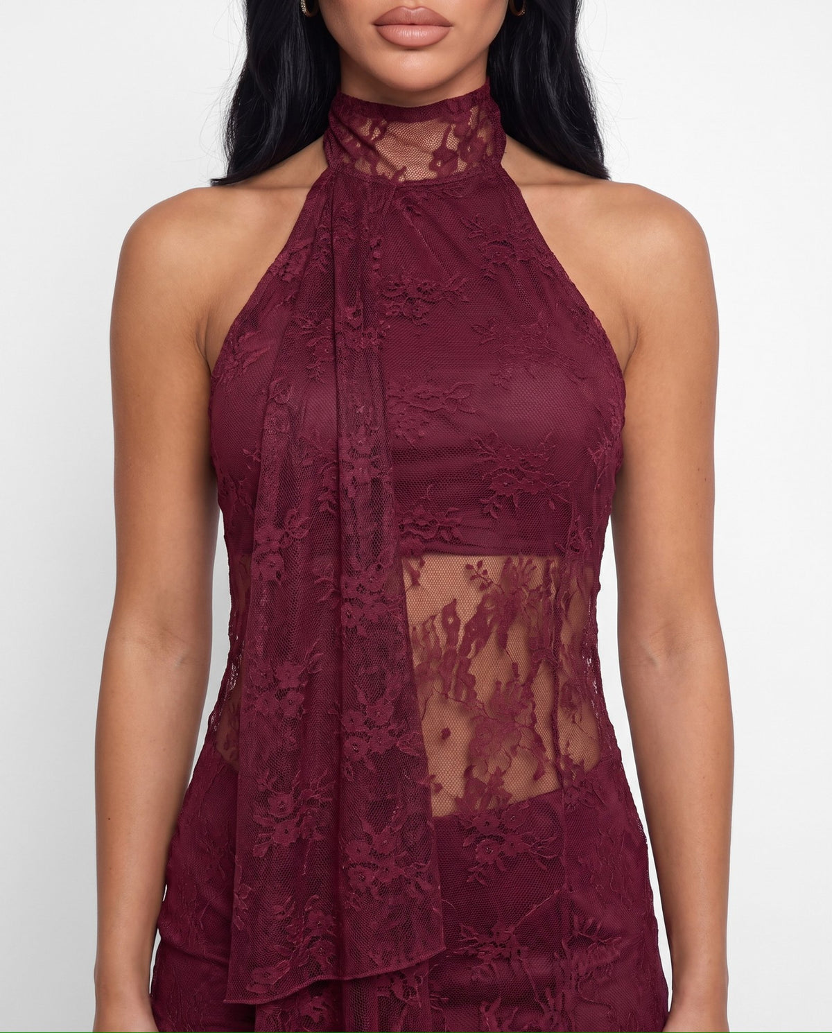 Abito Lace Sash-Cherry Red