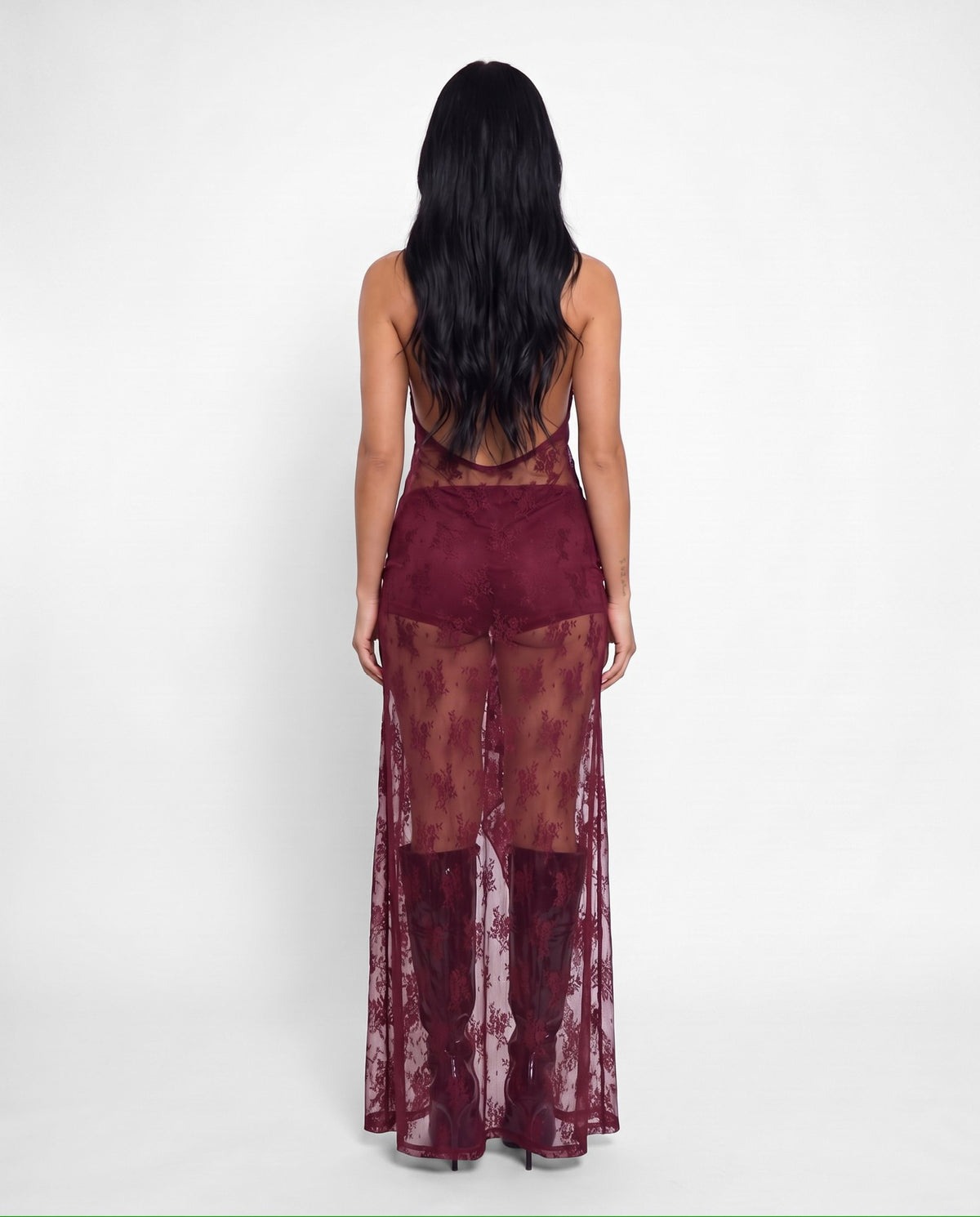 Abito Lace Sash-Cherry Red