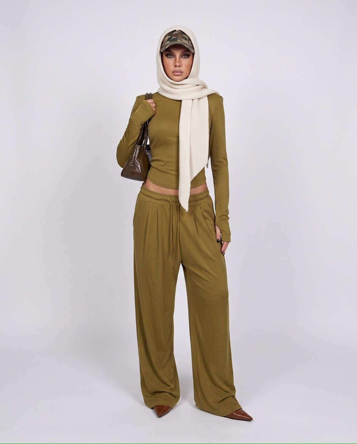 Coord Set Knit Pant-Green