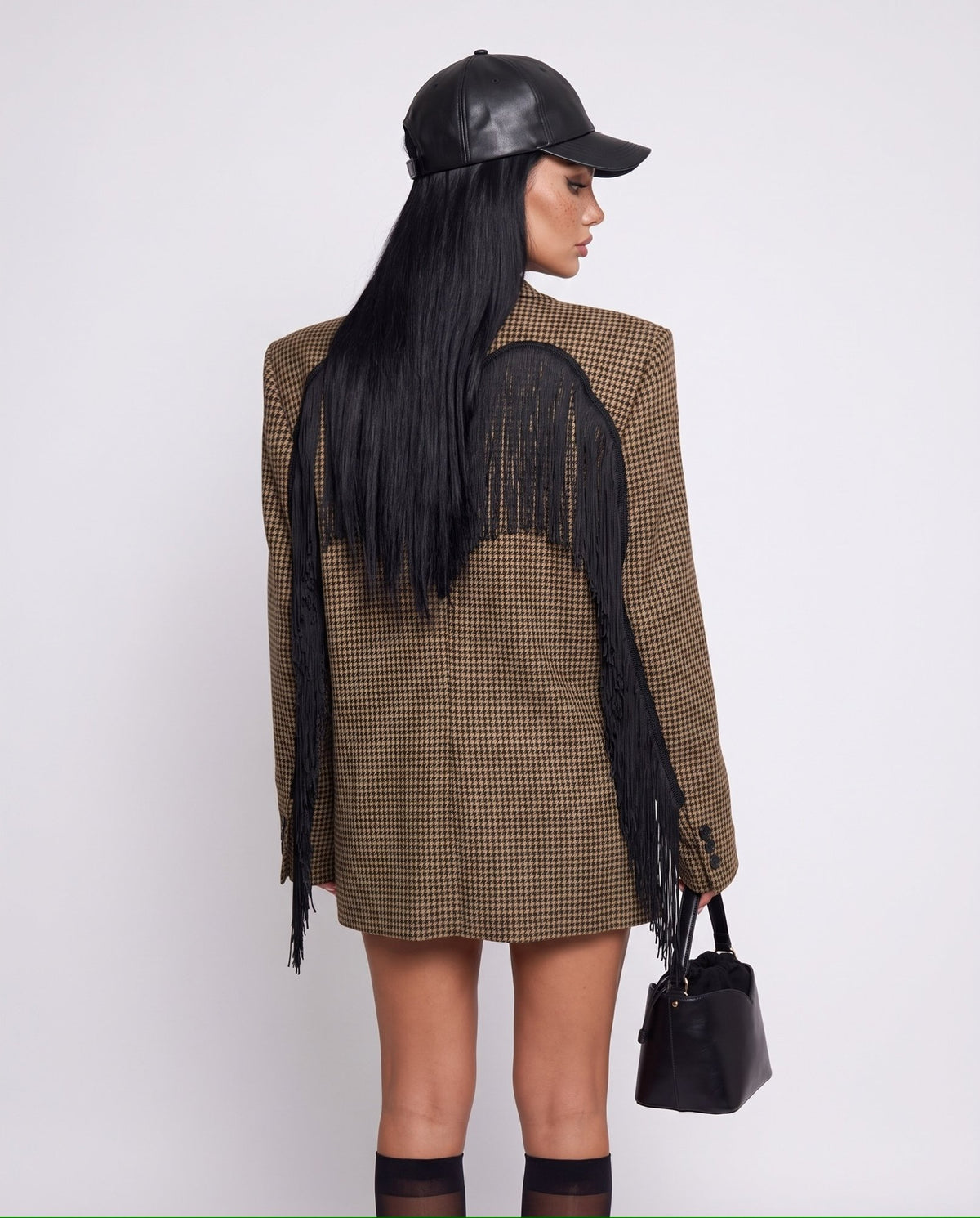 Giacca Check Fringe-Beige