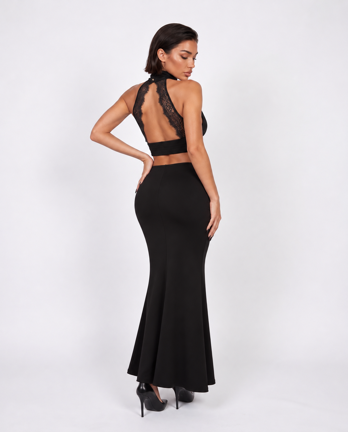 Coord Set Lace Pant-Black