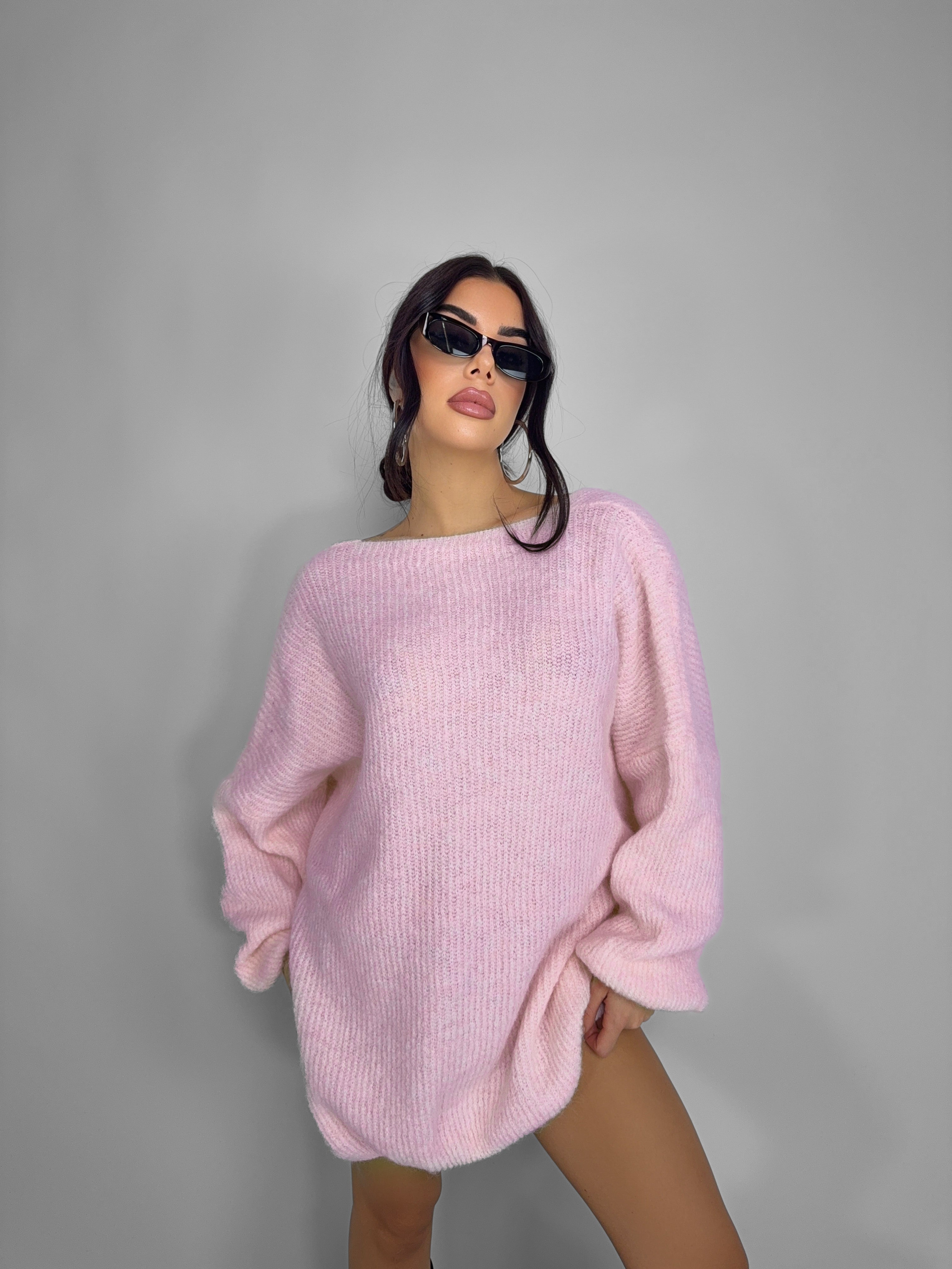 Maxi Maglione Backless-Pink