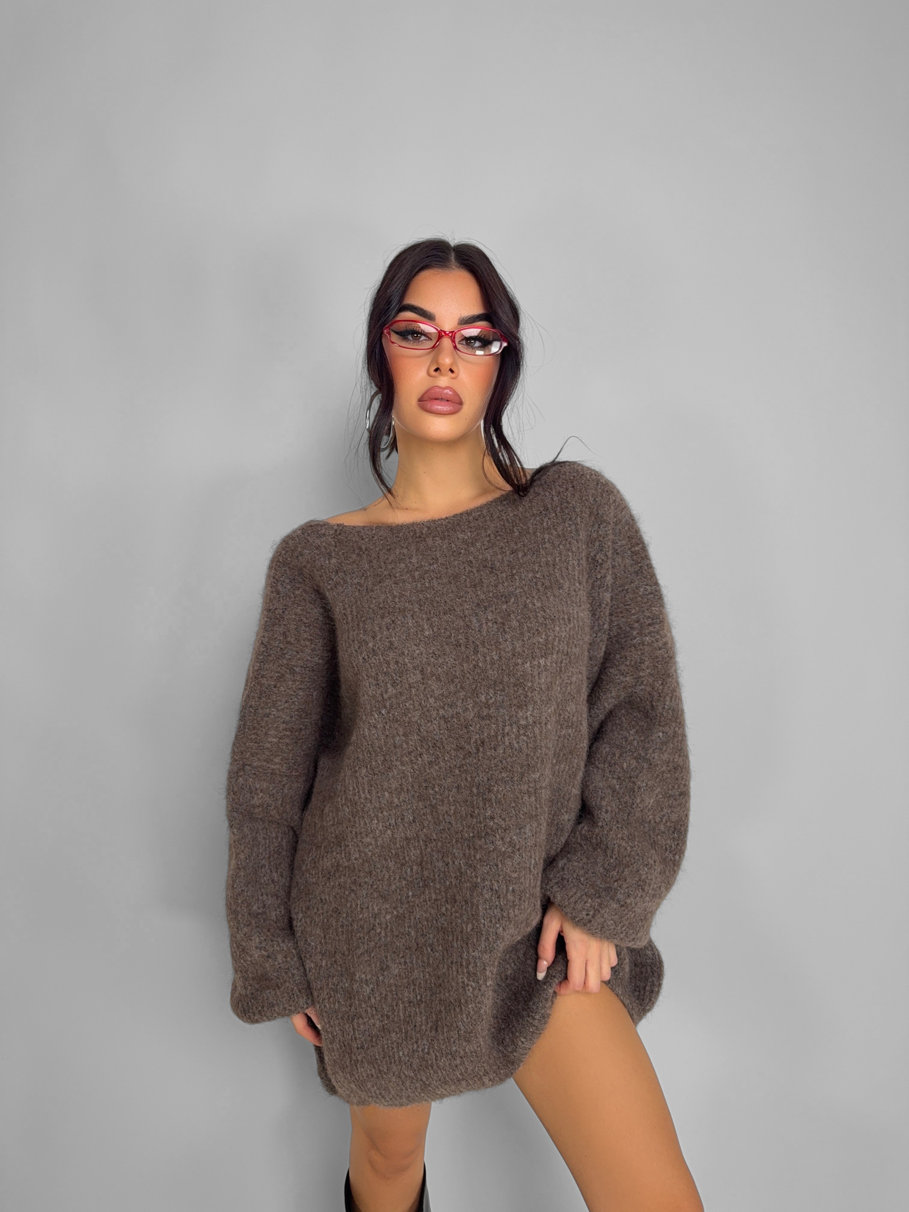 Maxi Maglione Backless-Brown