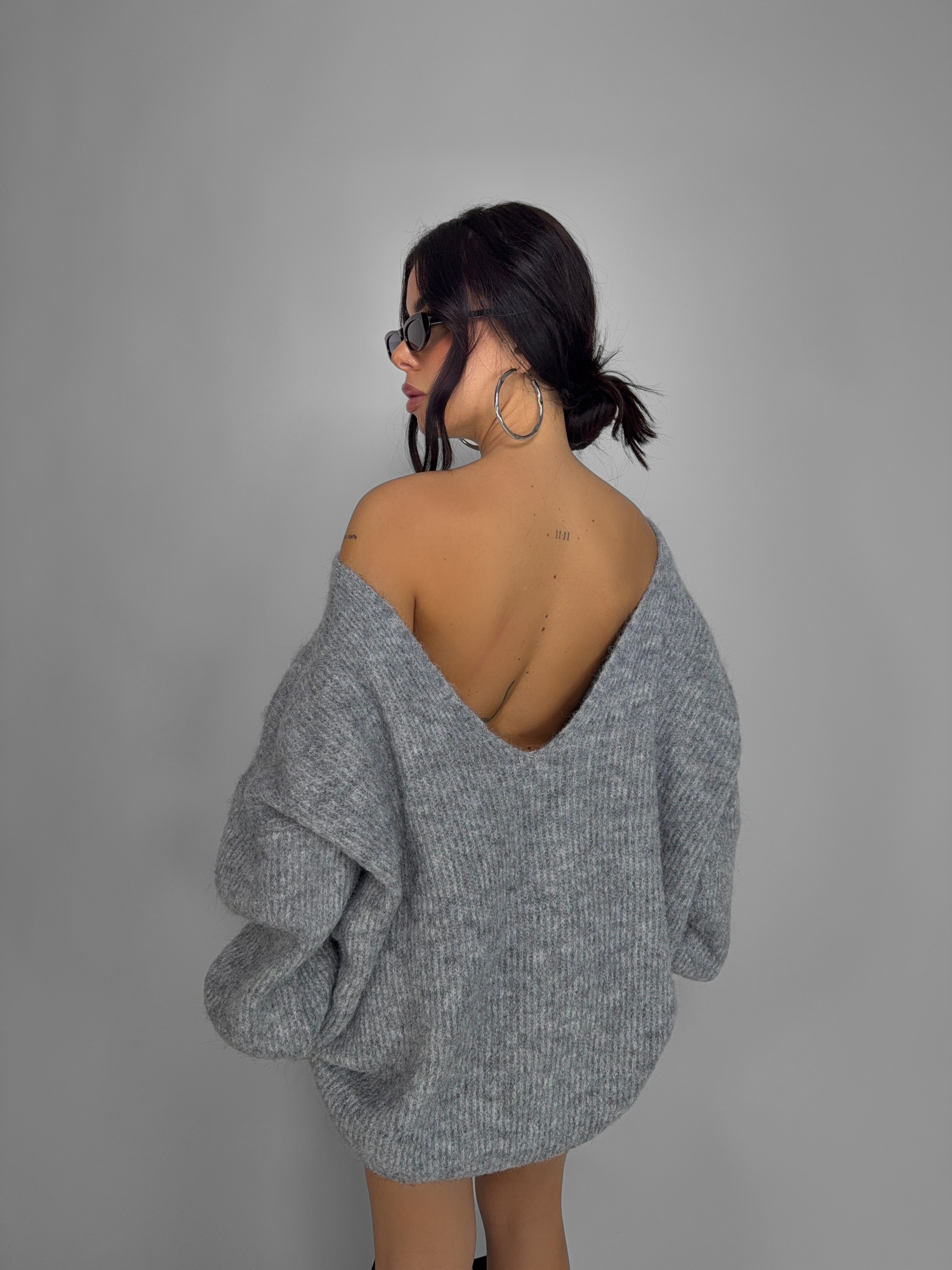 Maxi Maglione Backless-Grey