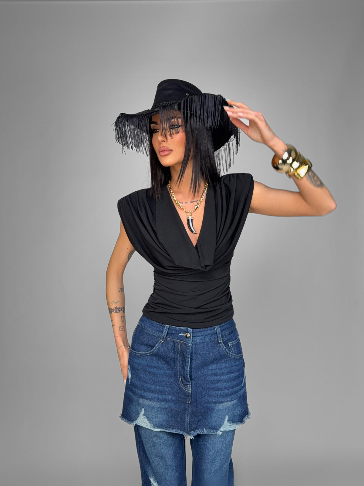 Top Blousy-Black
