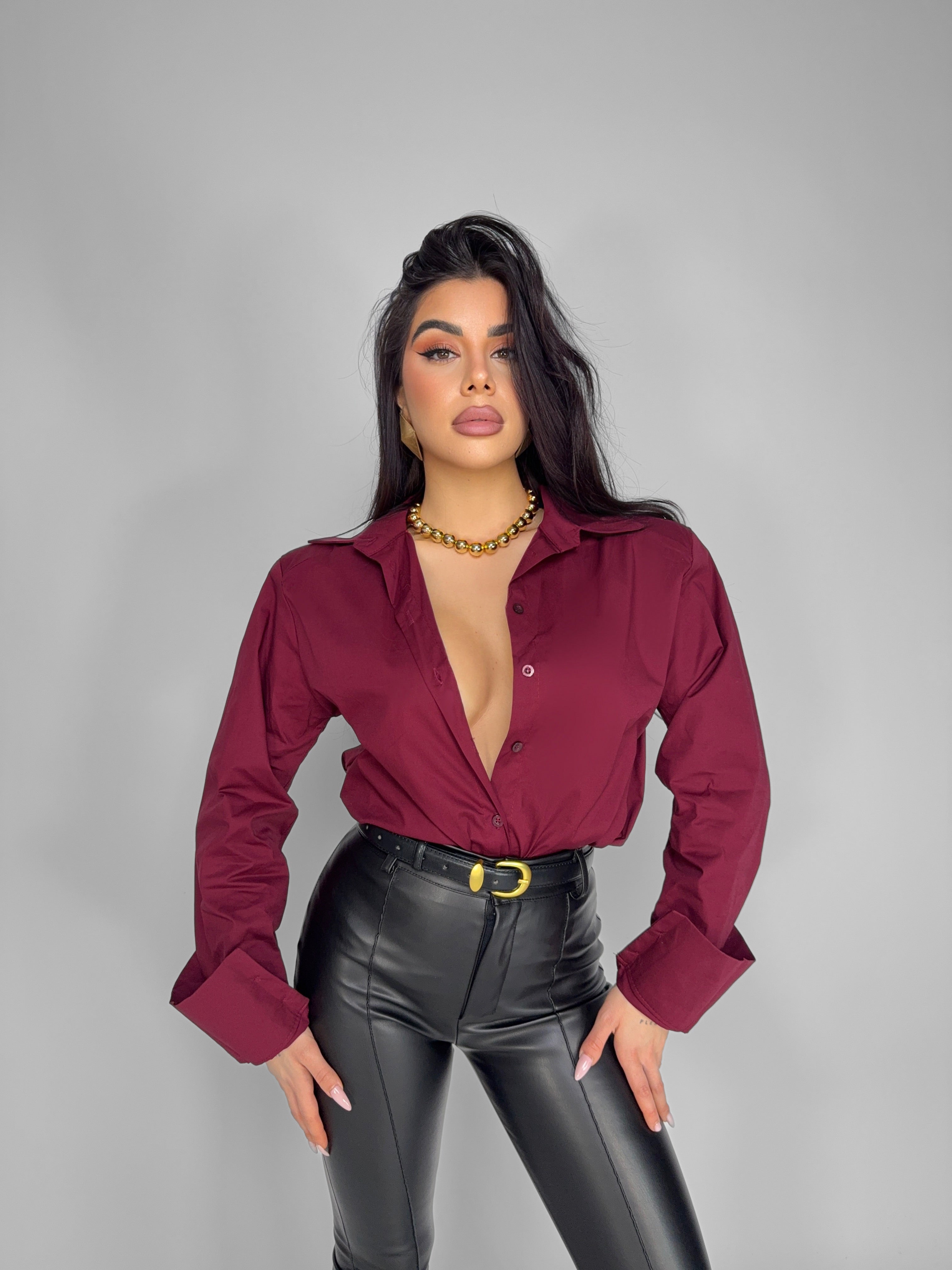 Camicia Mega Shoulder - Cherry Red