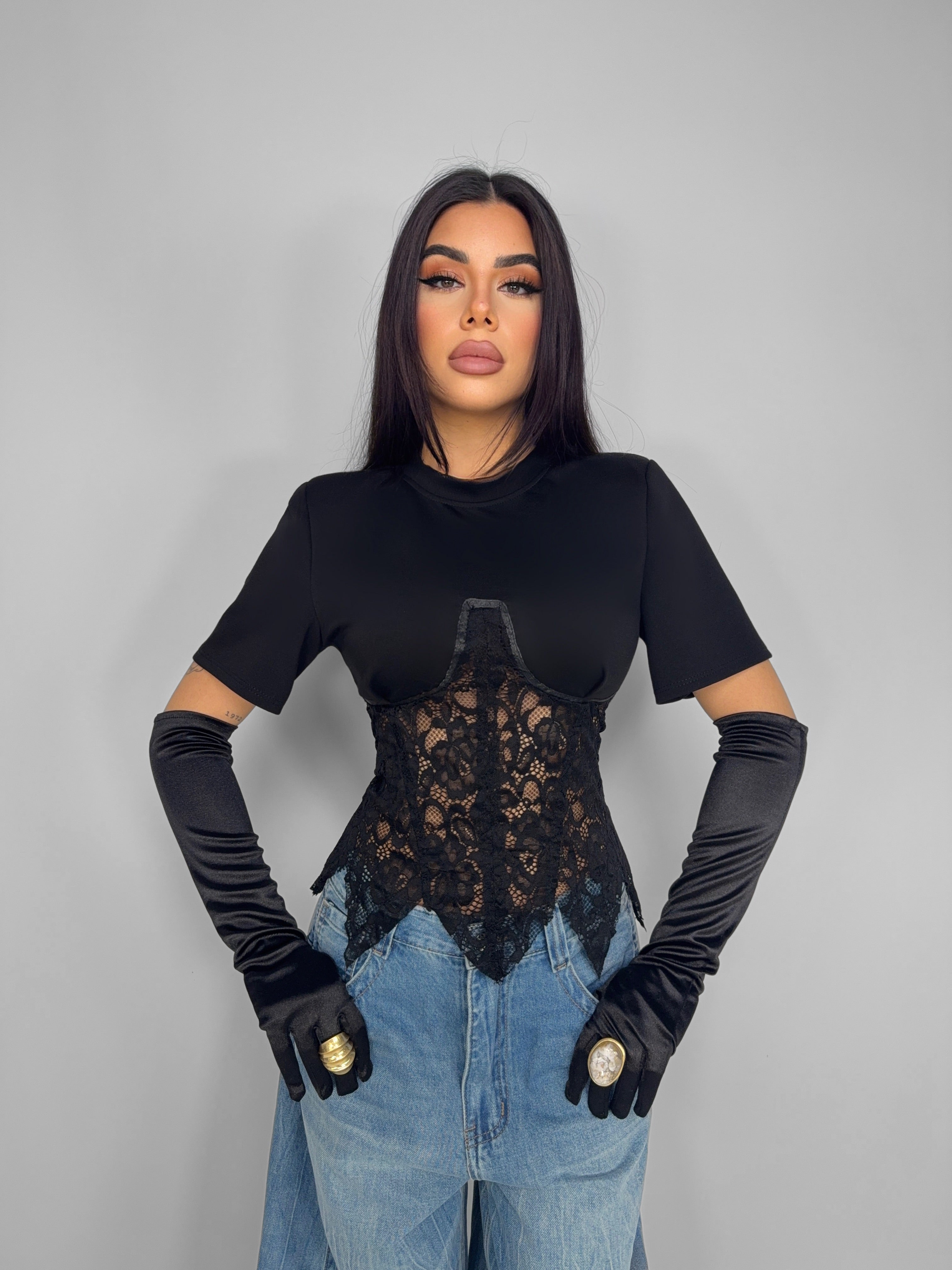 Heart Shape Jersey-Black