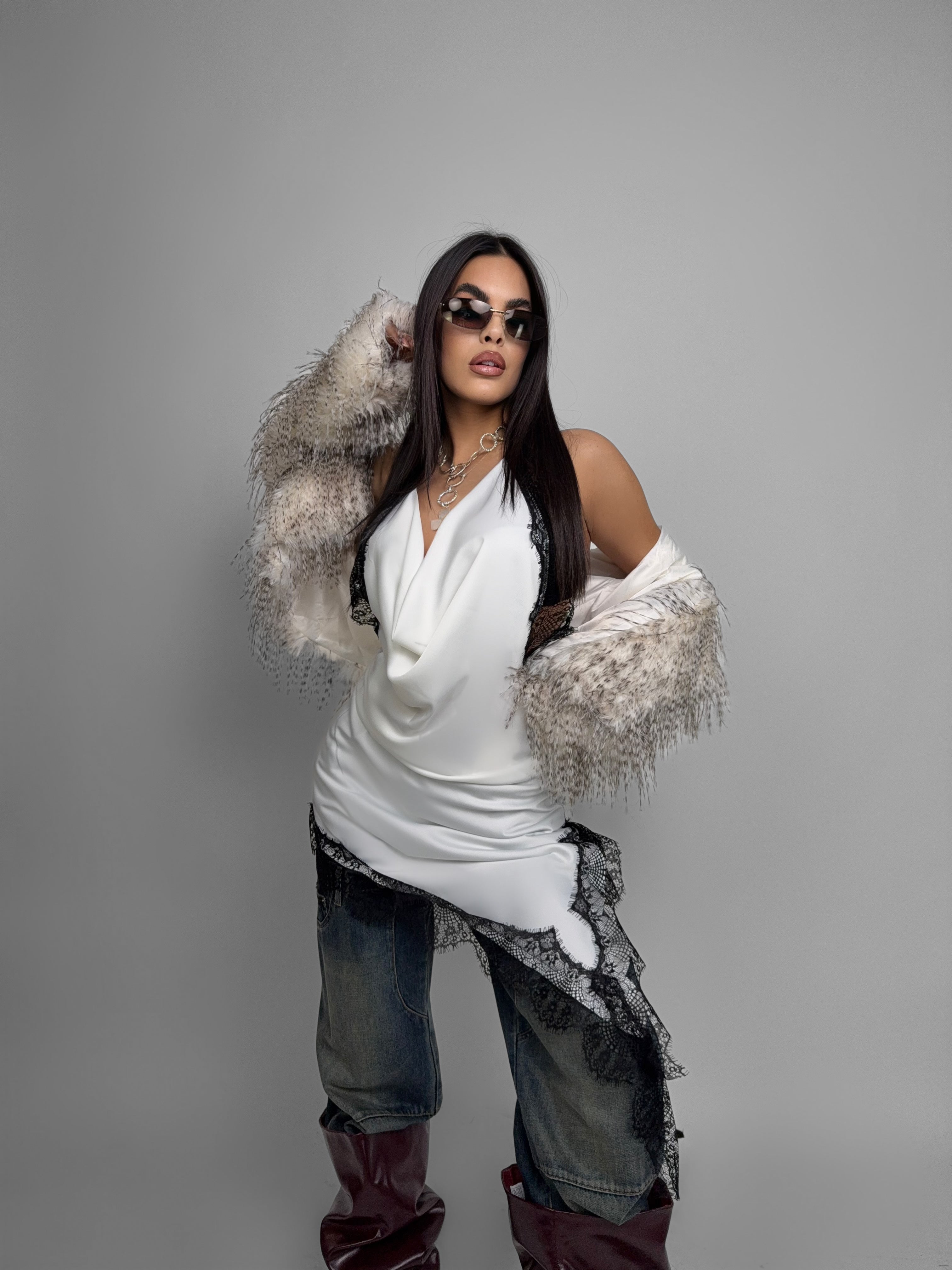 Abito Satin Prom-White