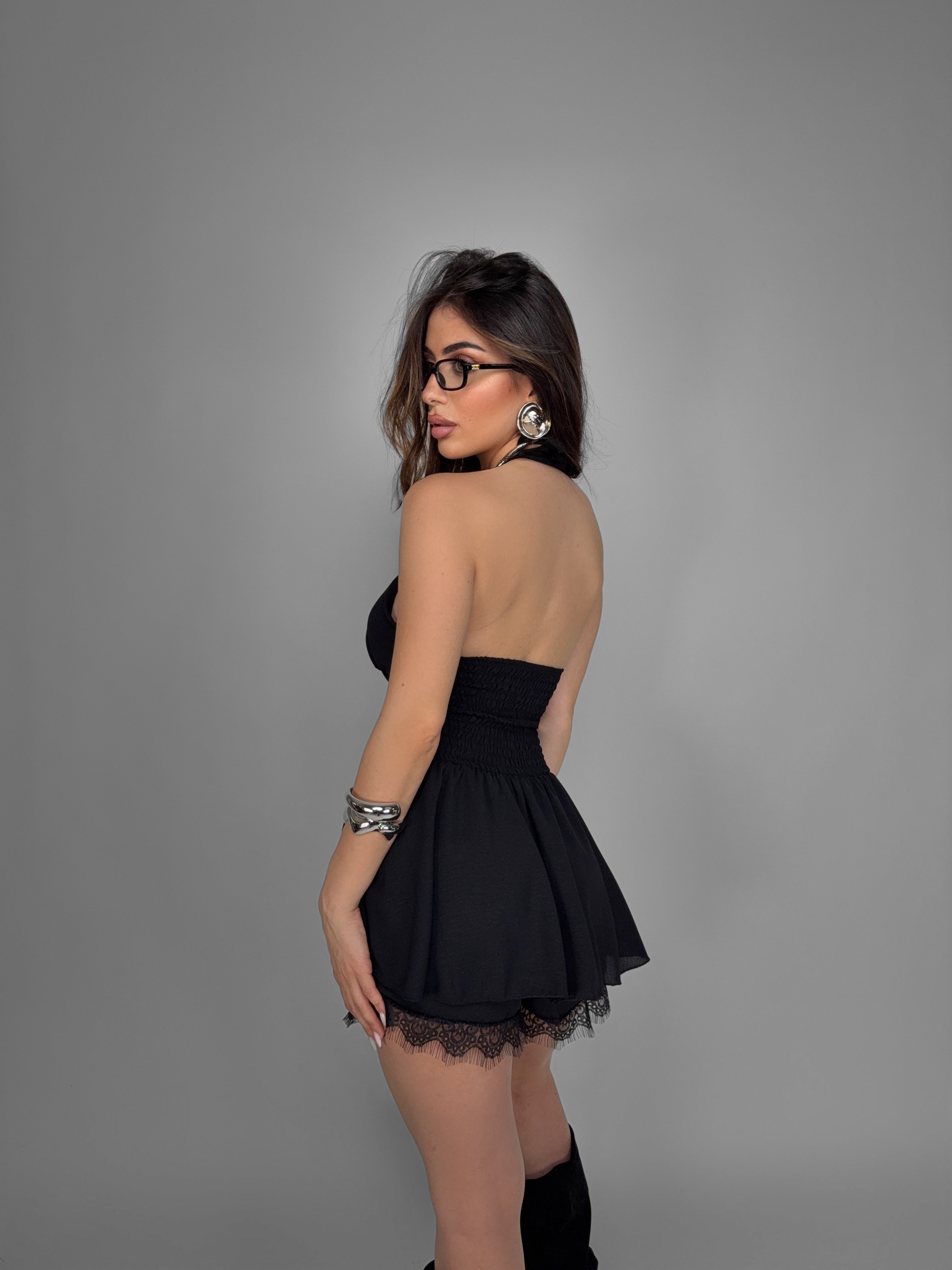 Abito Ruffle Skirt-Black