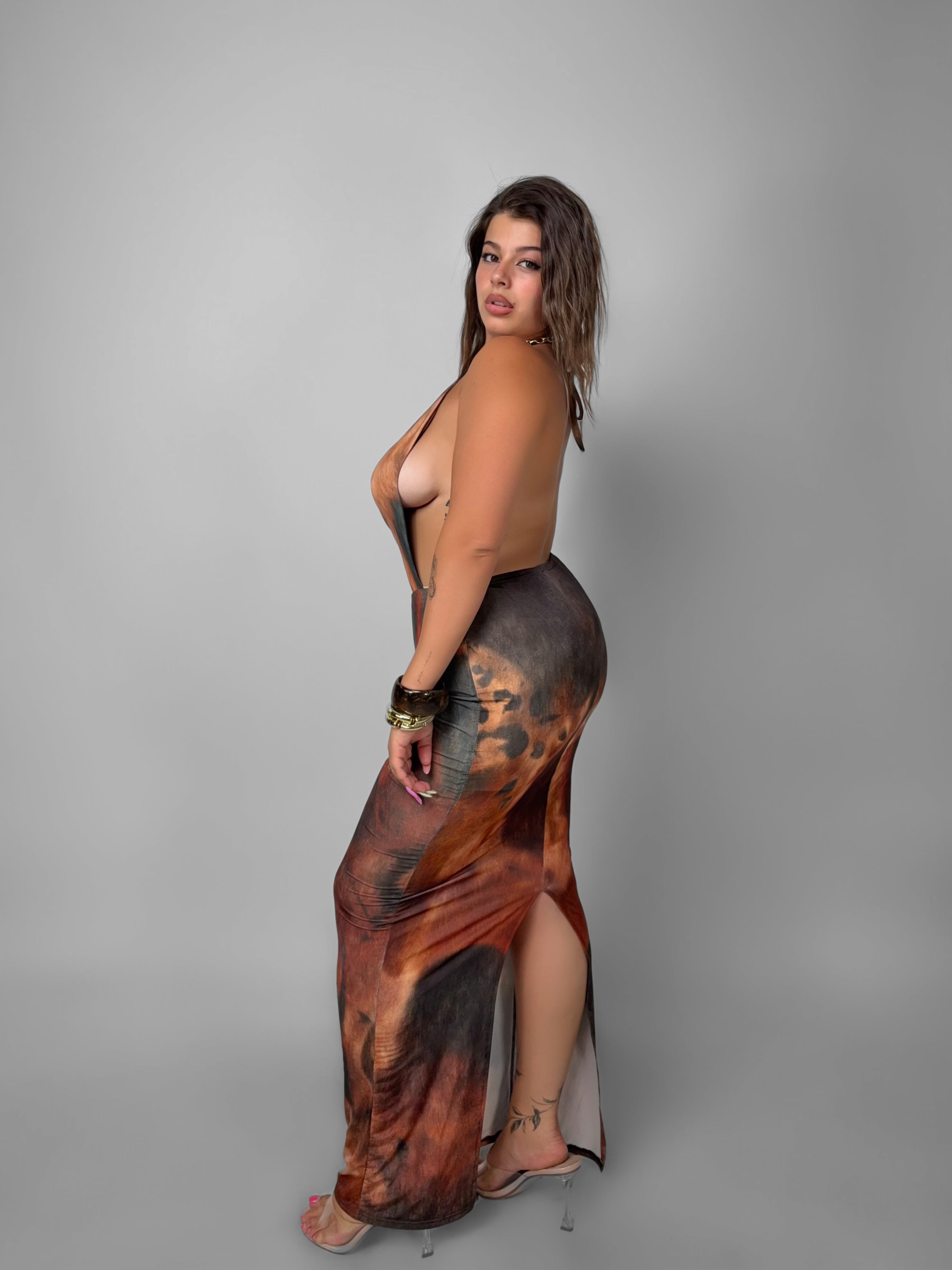 CURVY FIT - Abito Elettra - Fantasy Brown