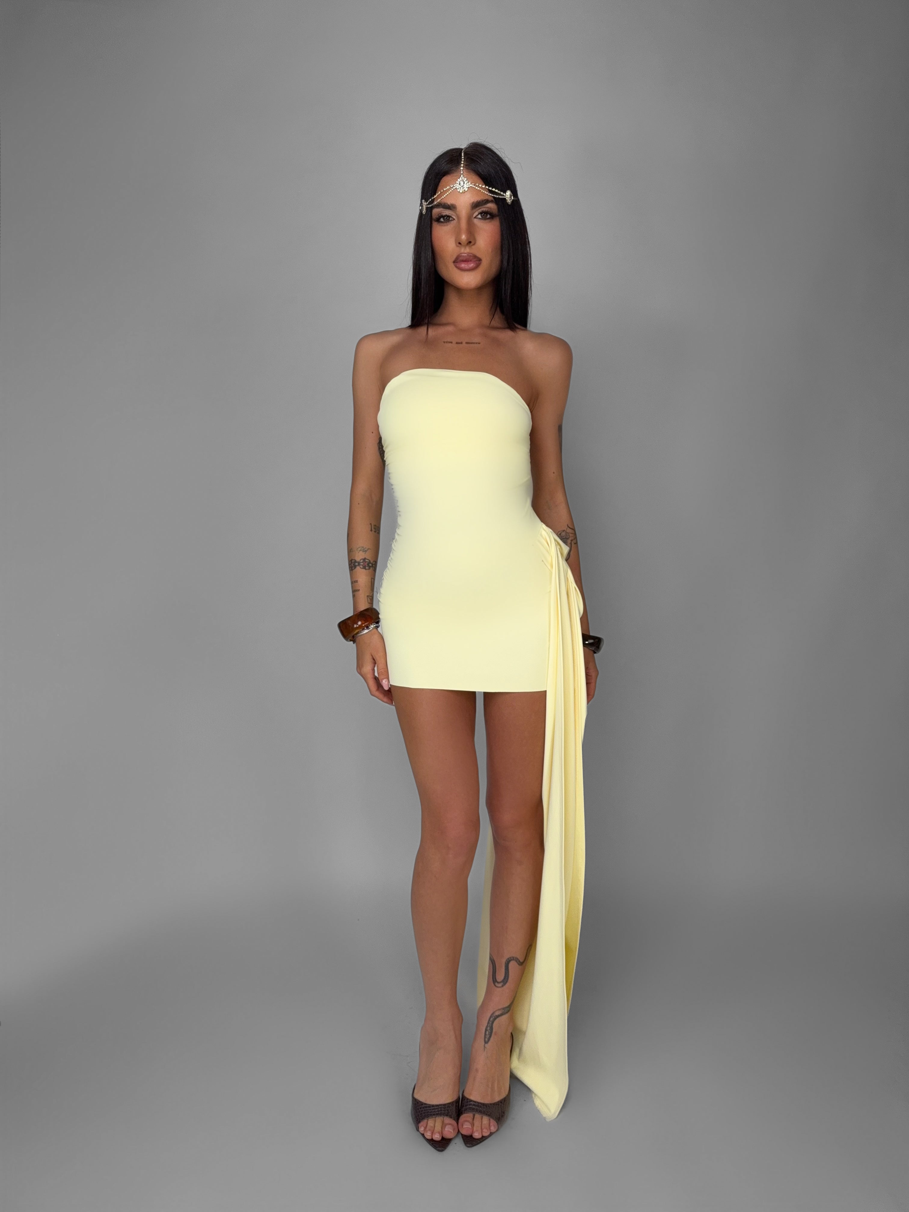 Abito Draped Silhouette-Yellow