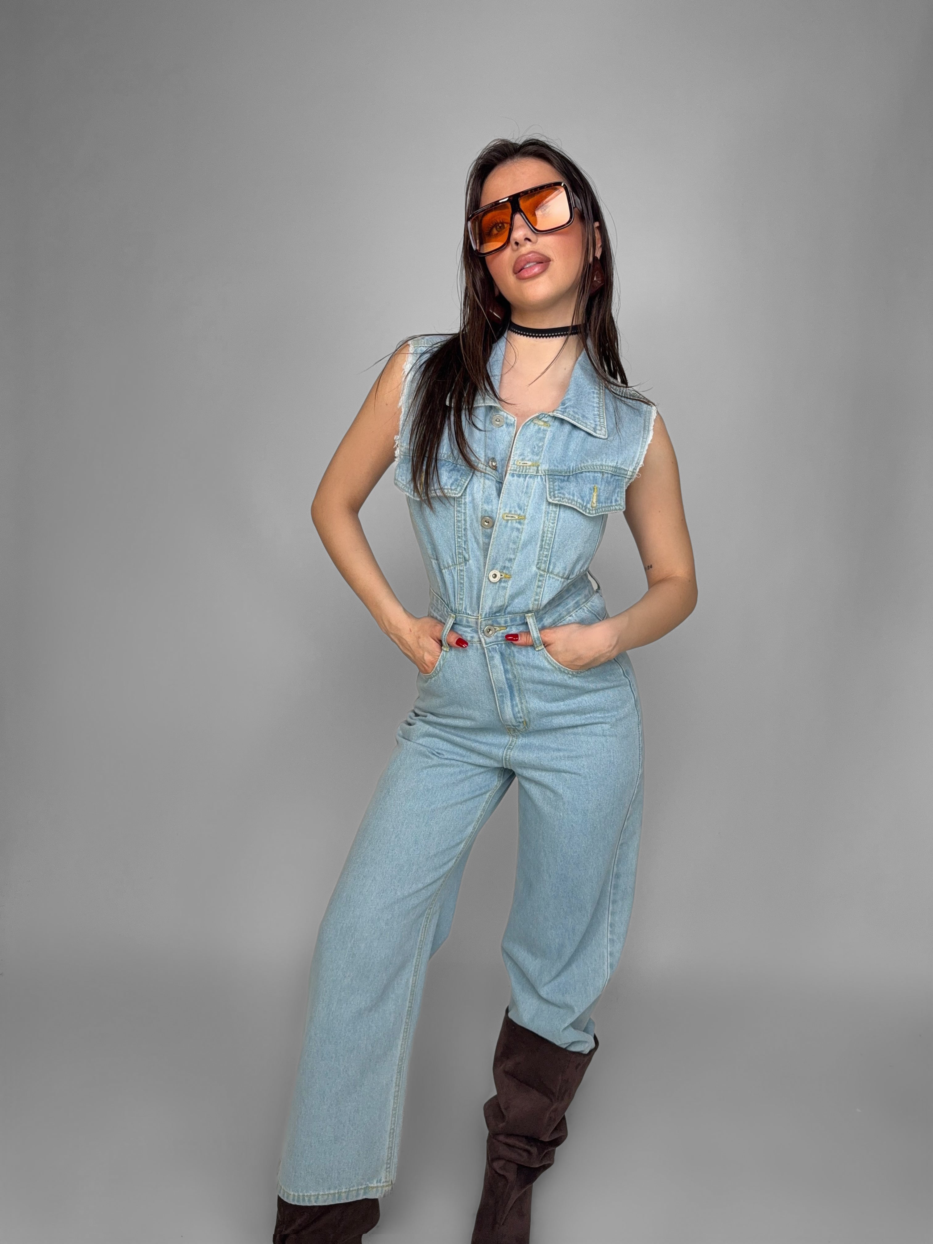 Denim Utility Jumpsuit