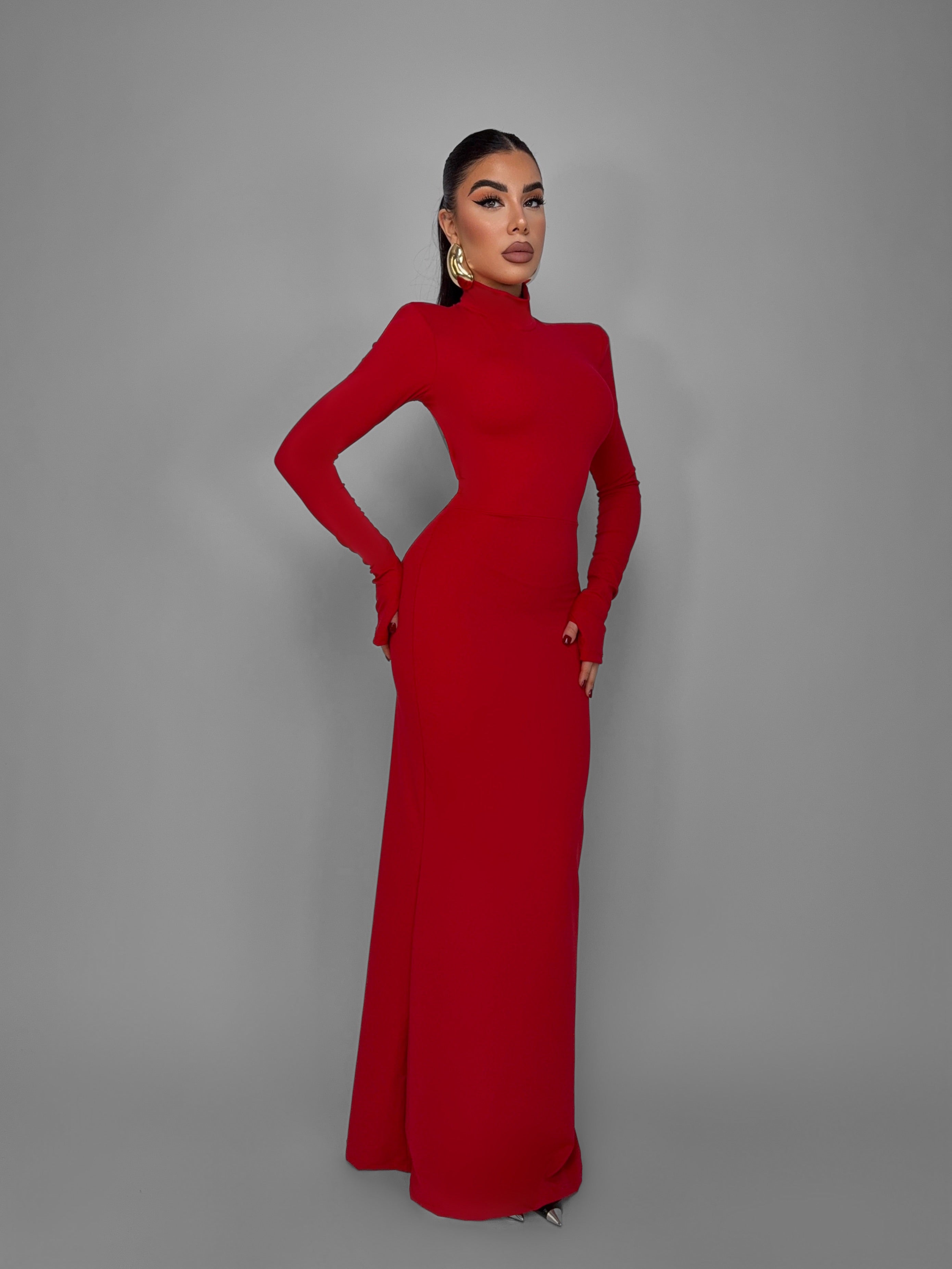 Abito Fitted Lace-Red