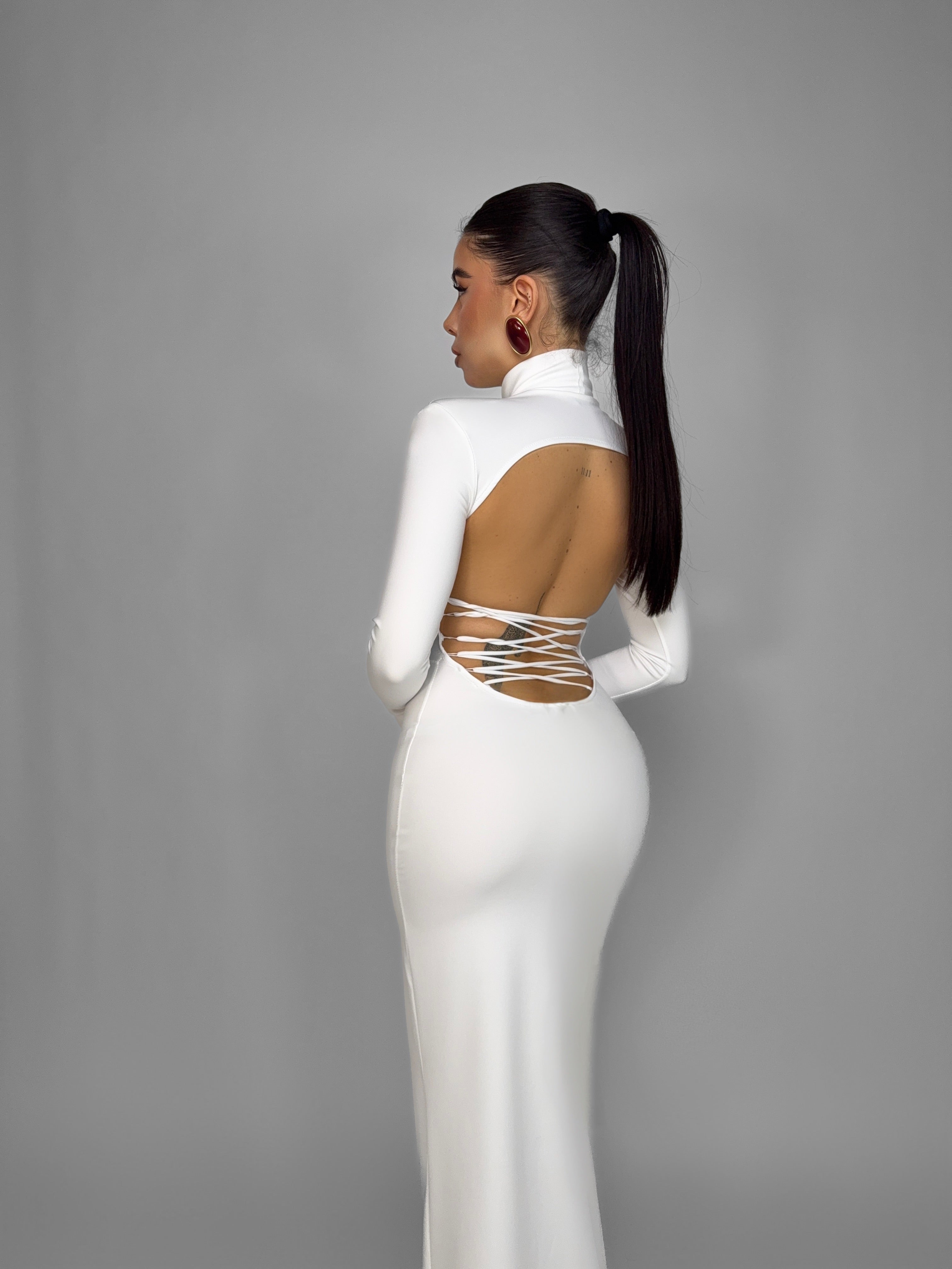 Abito Fitted Lace-White