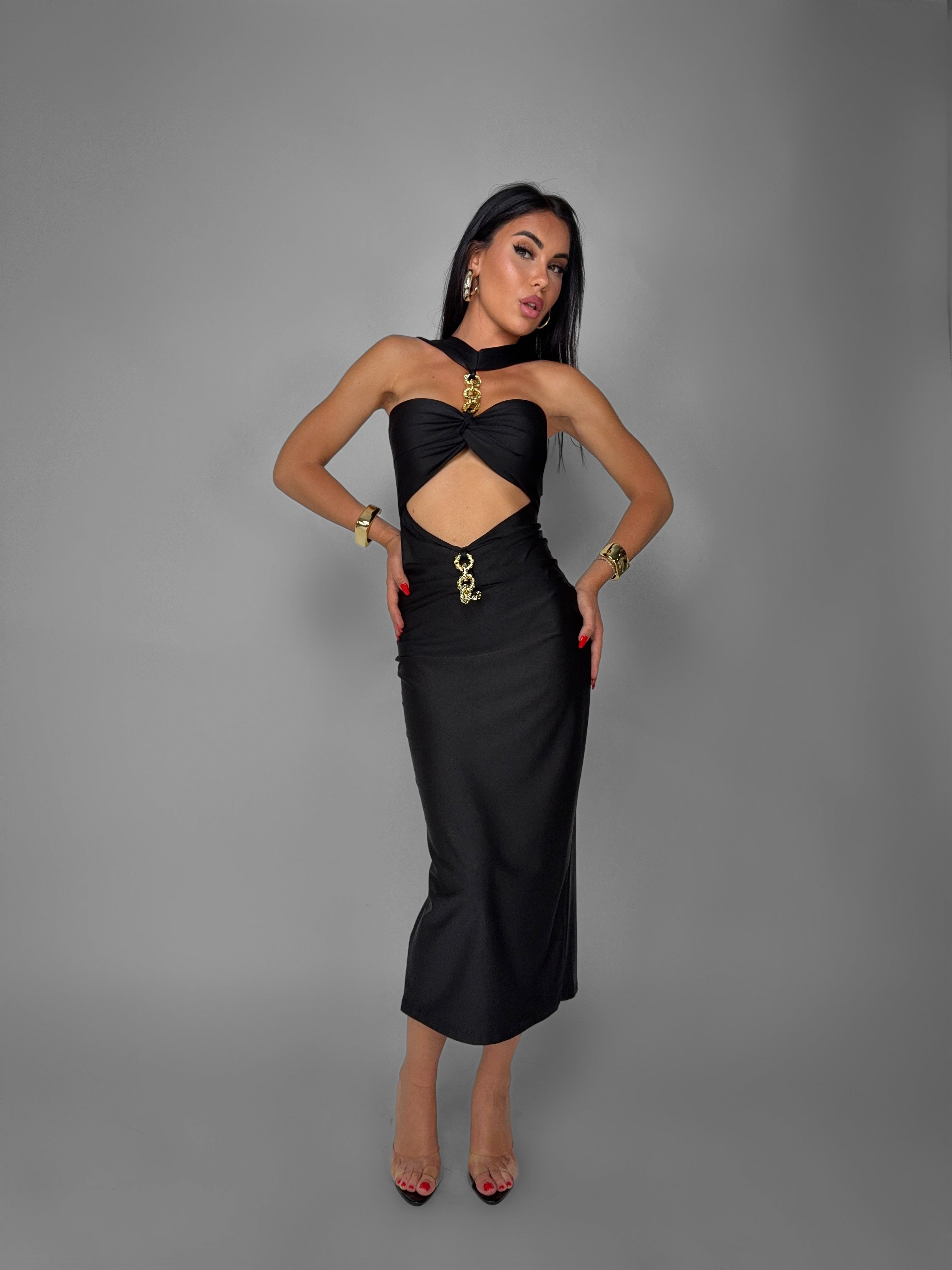 Abito Glam Gold Ring-Black