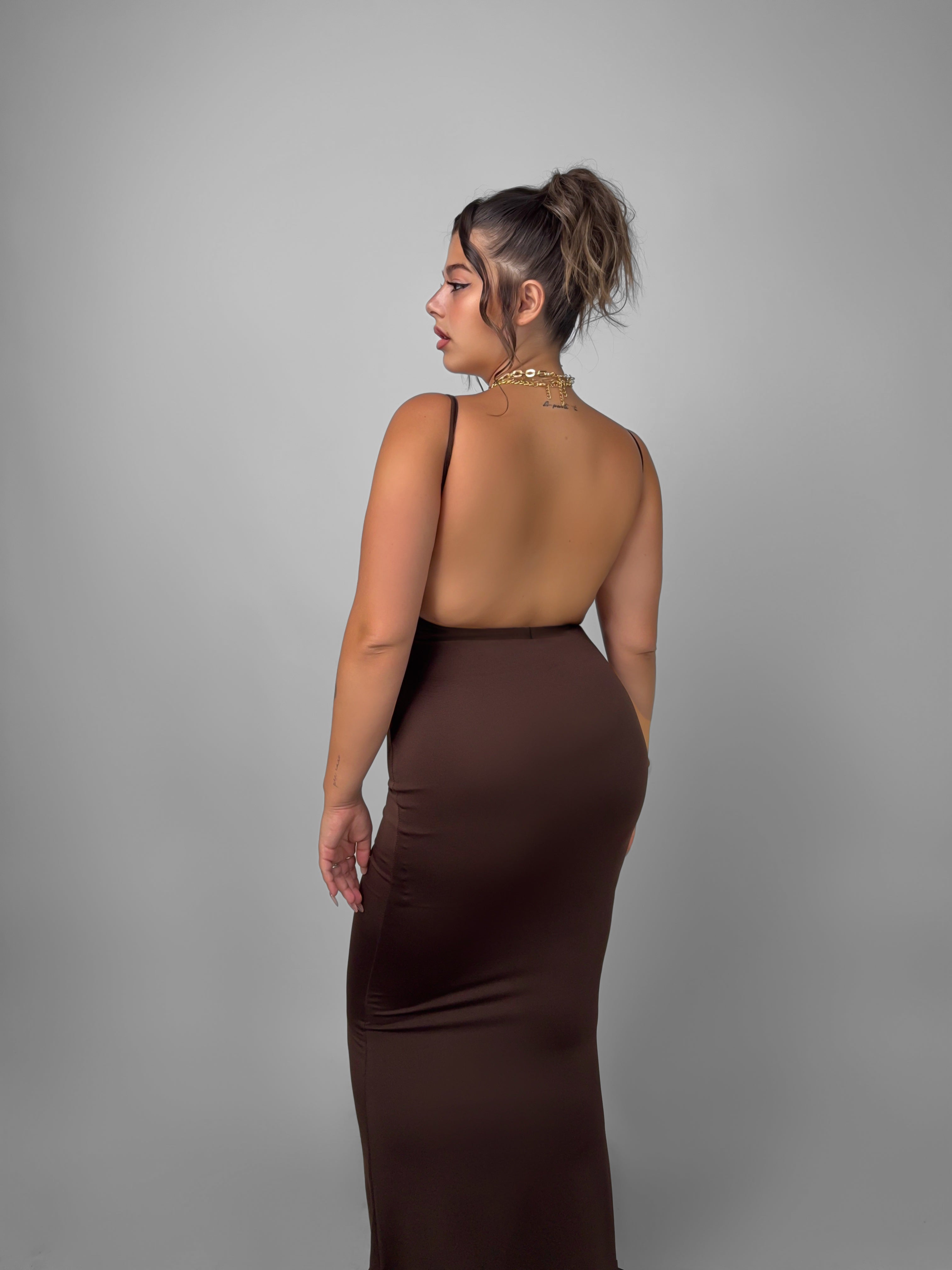 CURVY FIT - Abito Shape Your Body - Brown