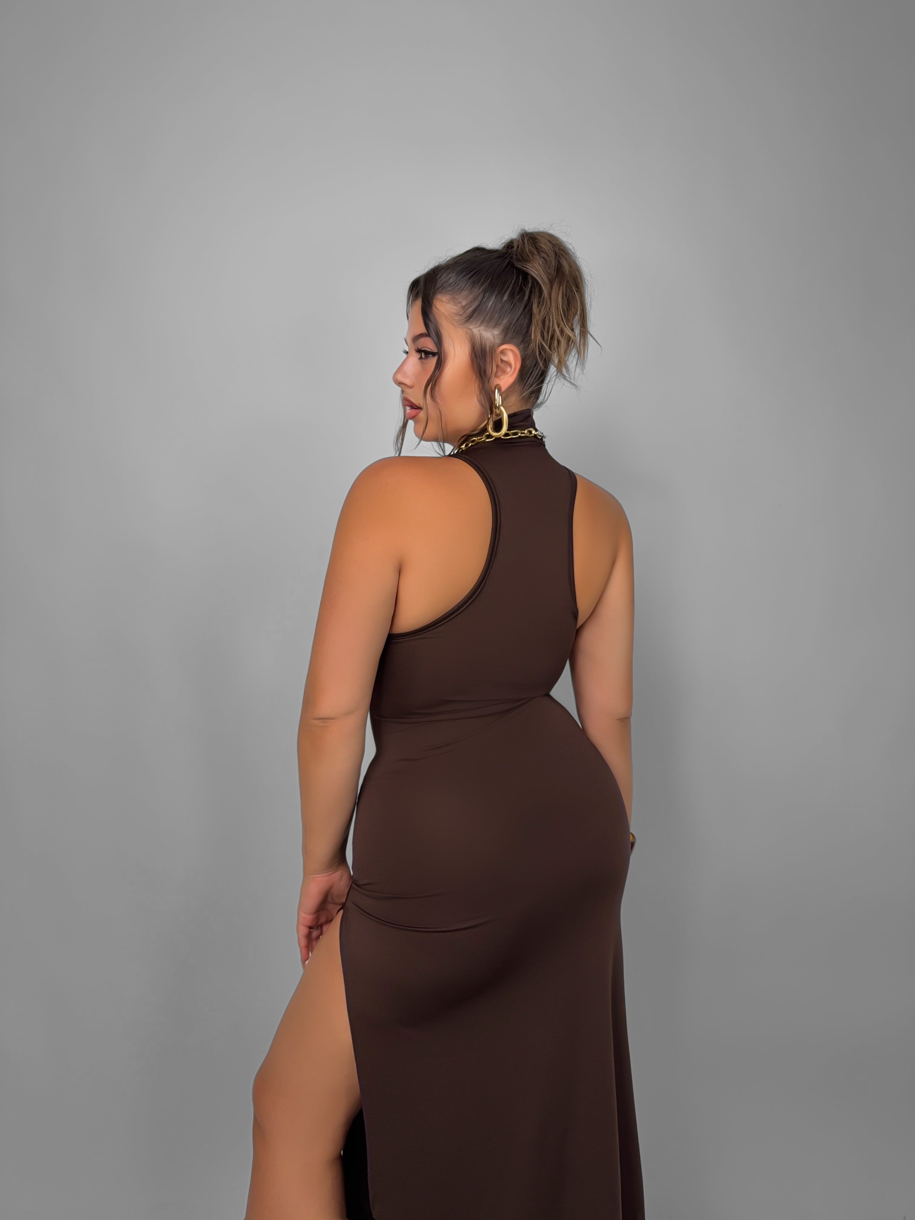 CURVY FIT - Abito Shapes - Marrone