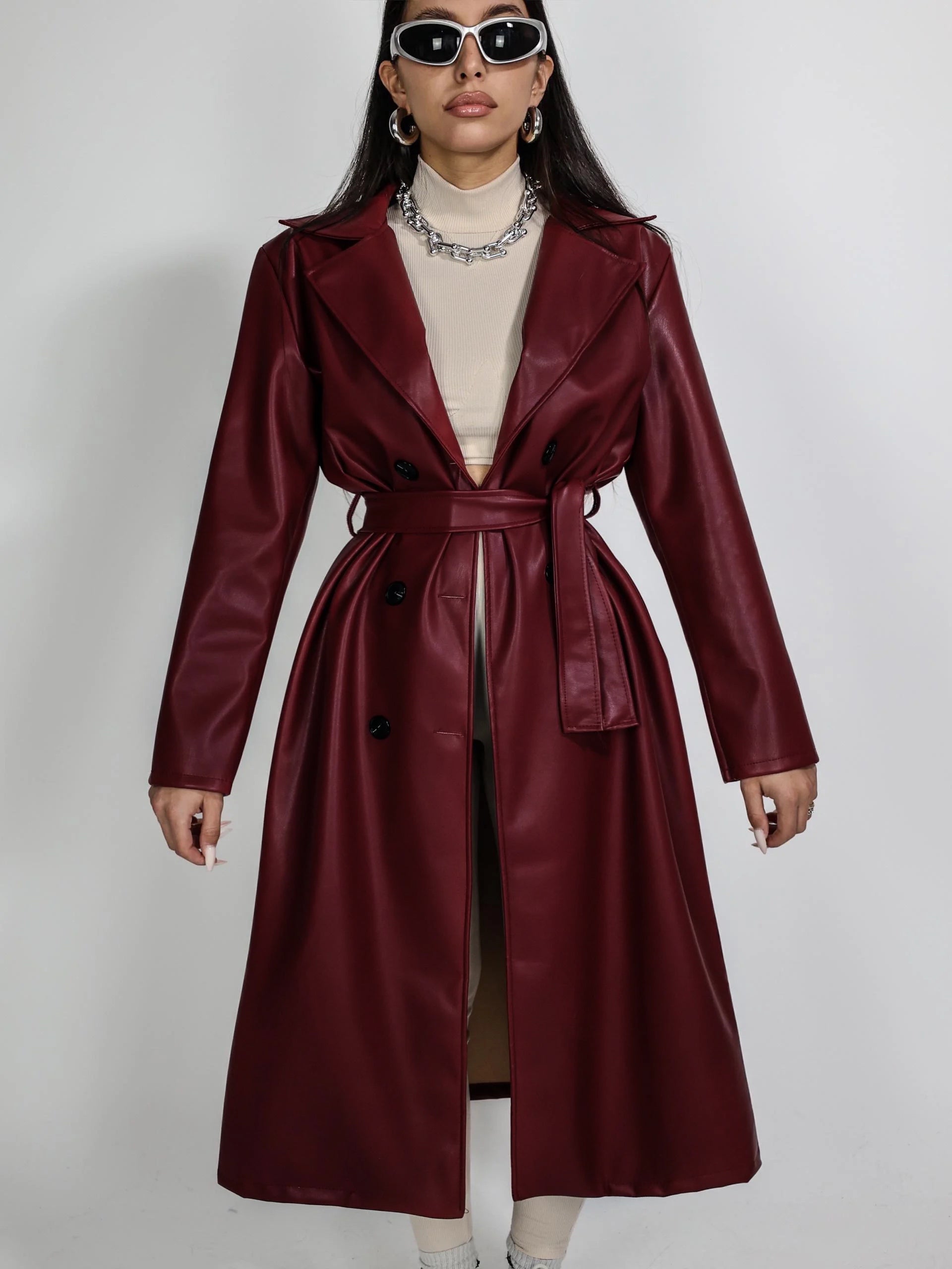 Trench Leather Mania - Cherry Red