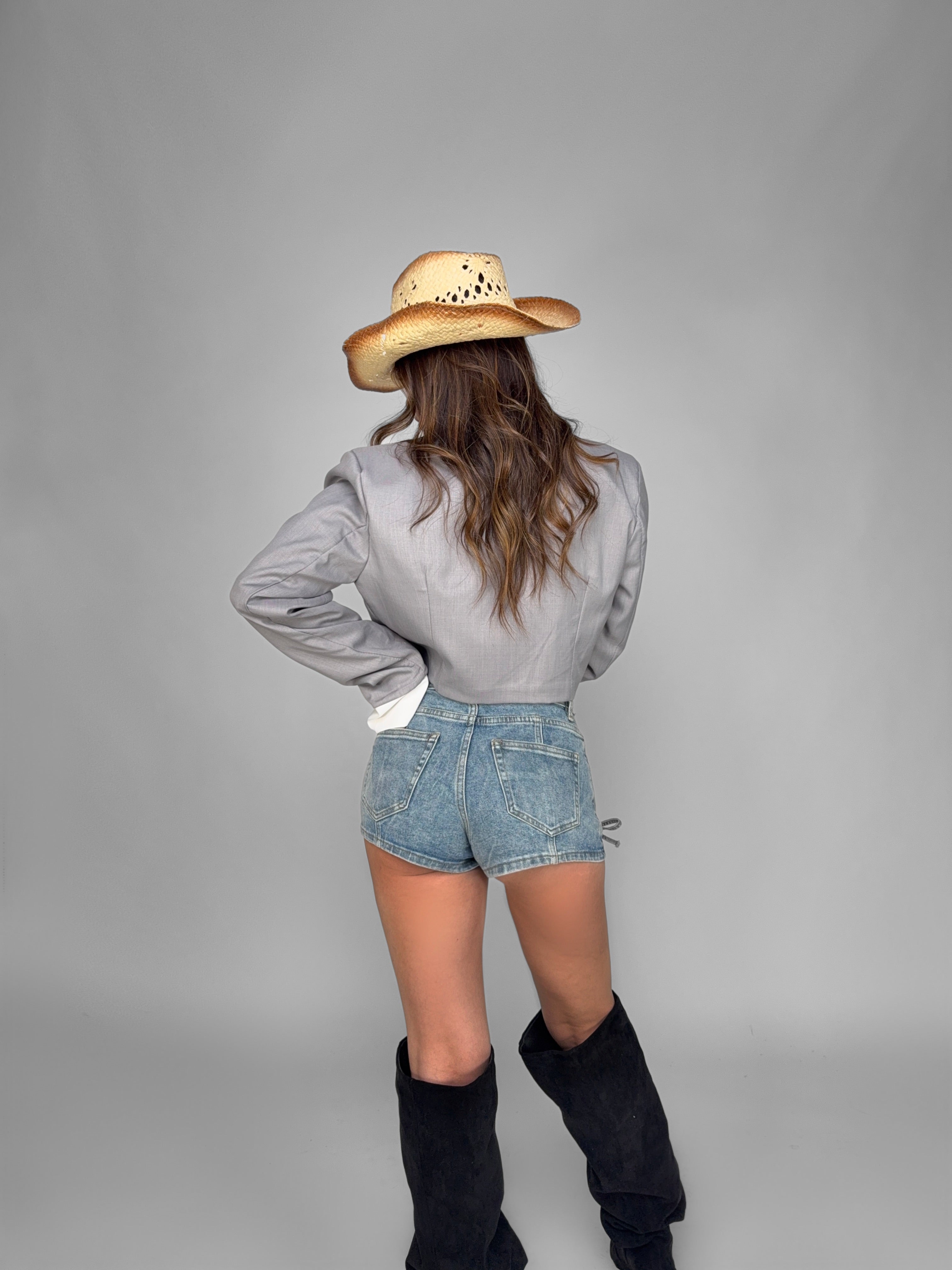 Shorts Contoured Tie-Denim