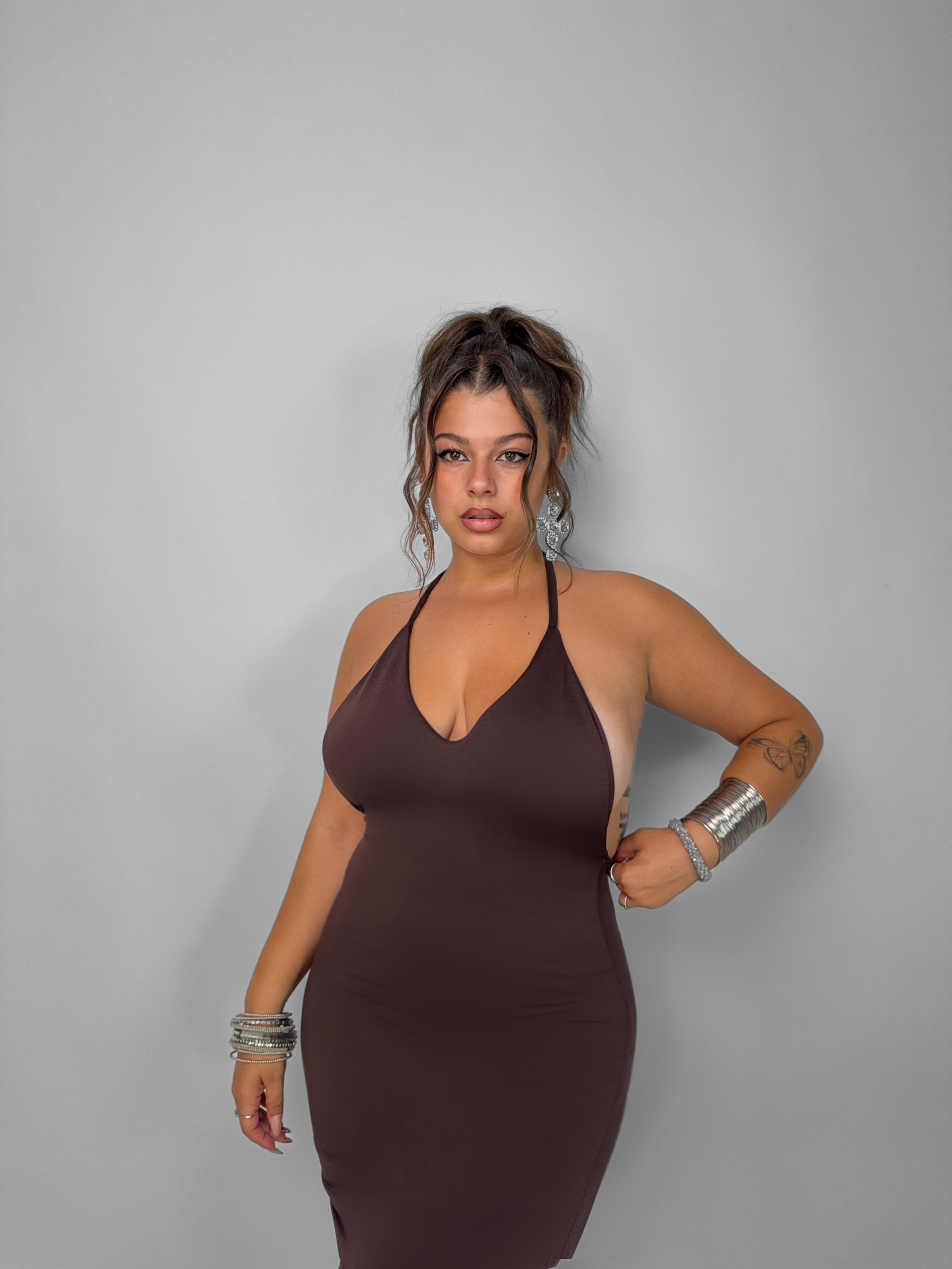 CURVY FIT - Abito Sirens - Brown