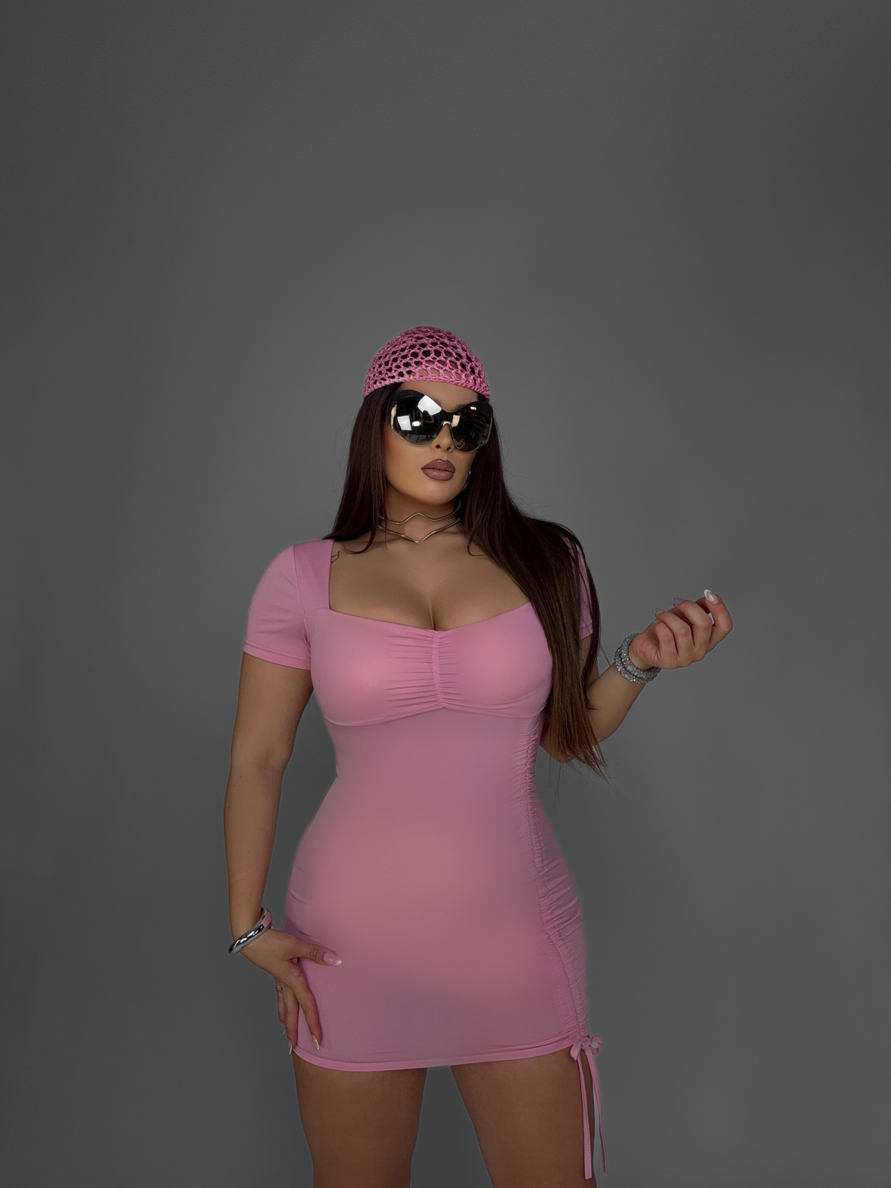 CURVY FIT - Abito Side Adjust-Pink