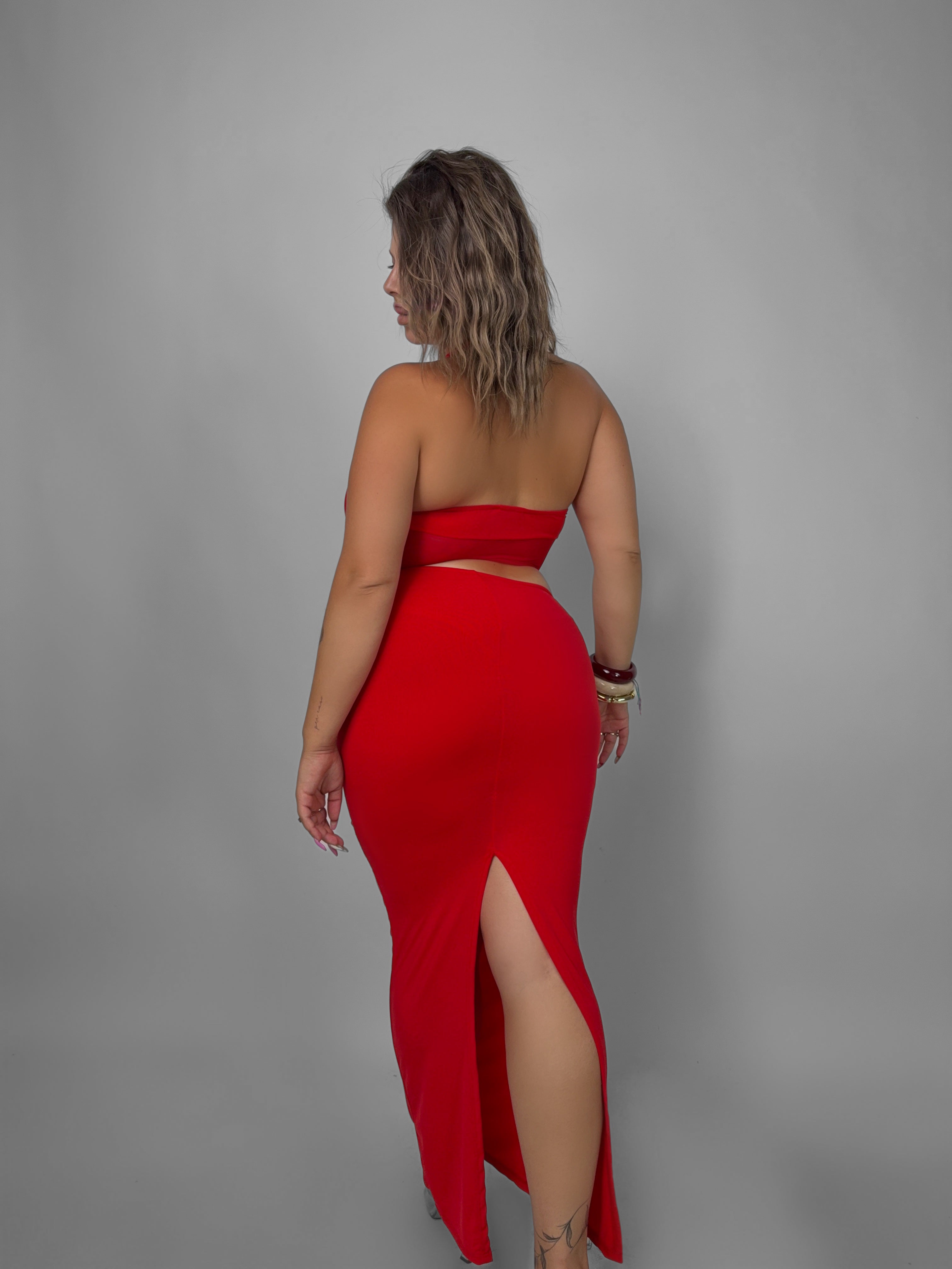 CURVY FIT - Abito Top Veiled - Red