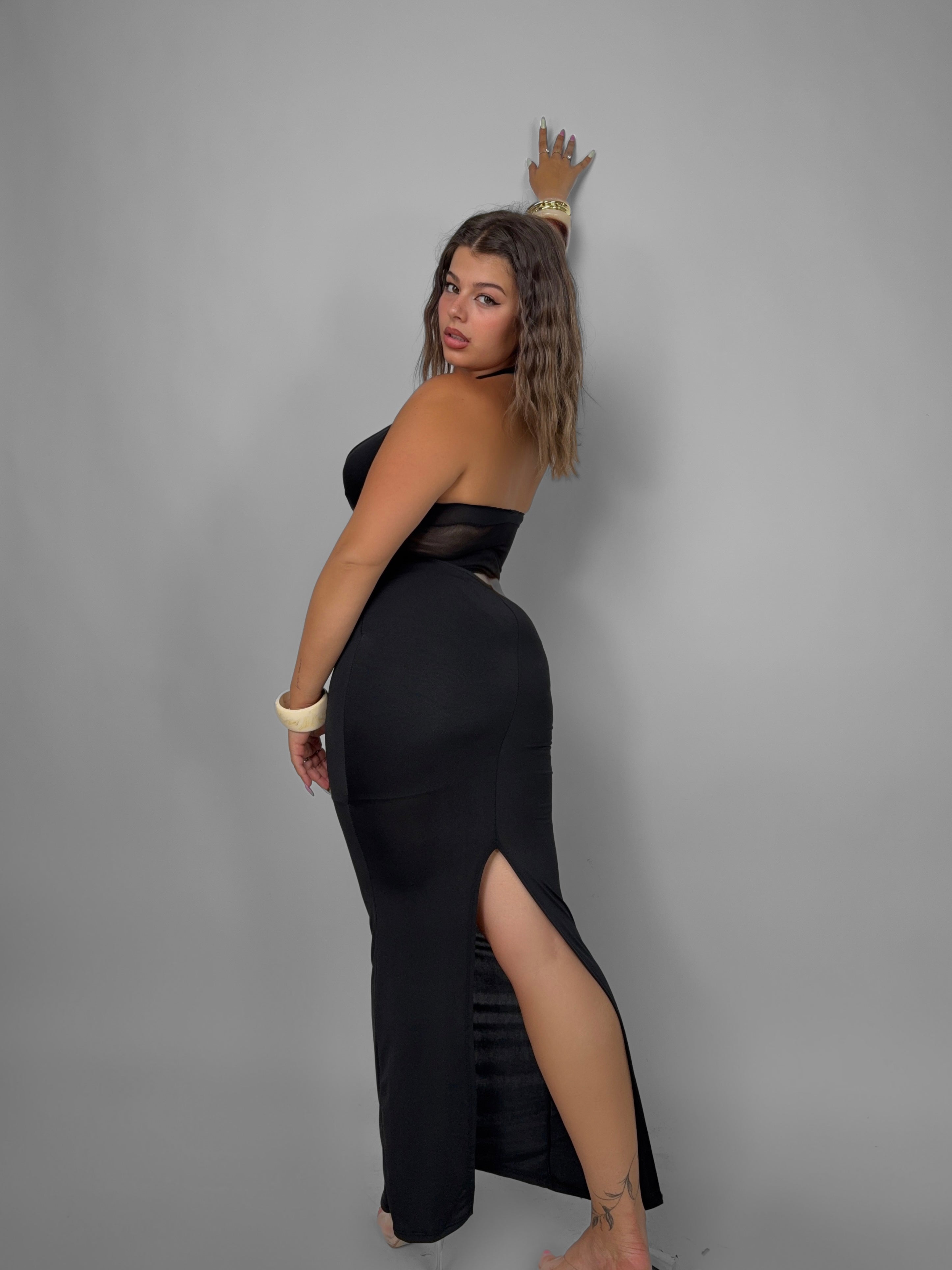 CURVY FIT - Abito Top Veiled - Black