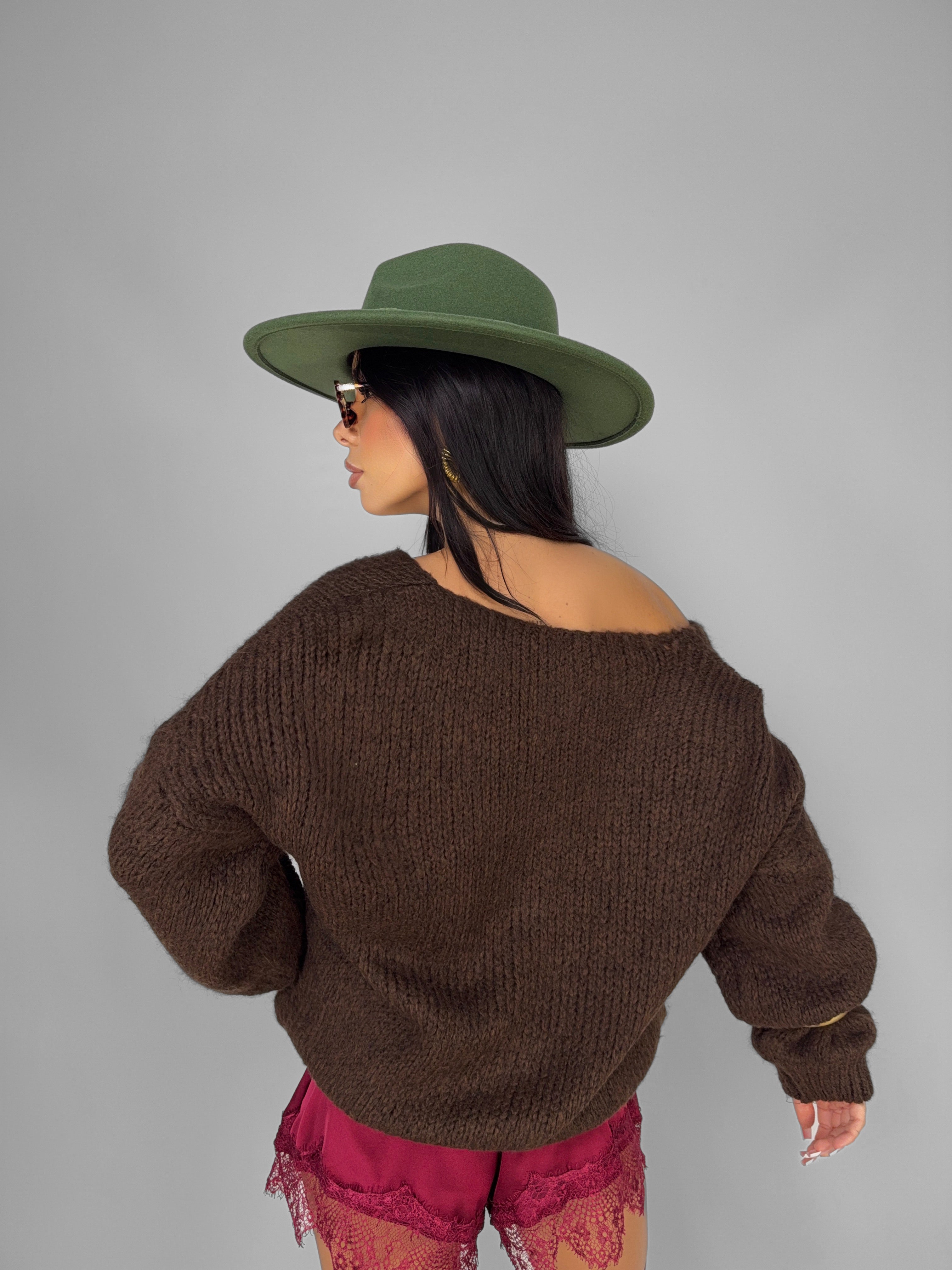 Maglione Open knit-Brown