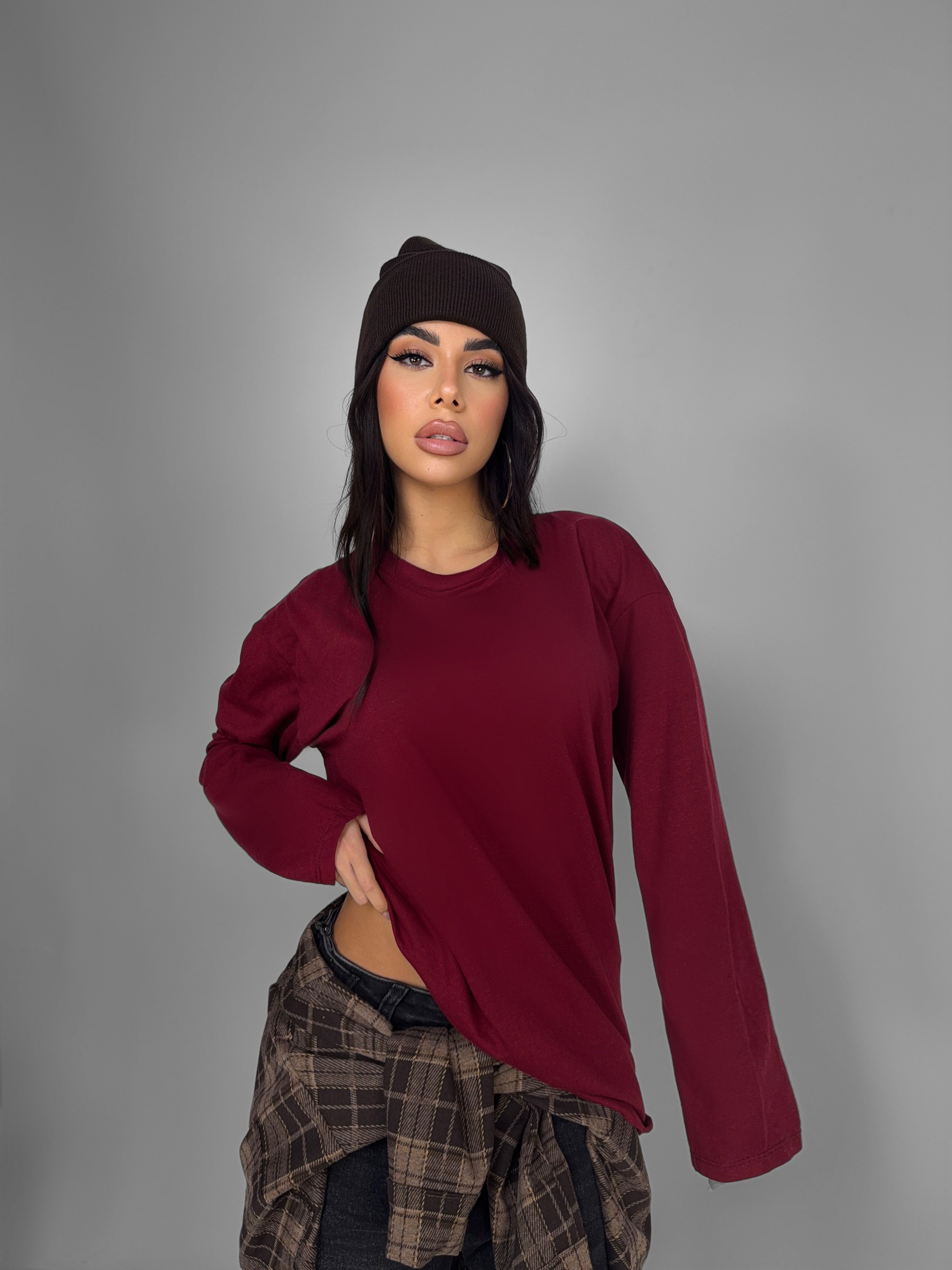 Maglia Basic Knit-Cherry-red