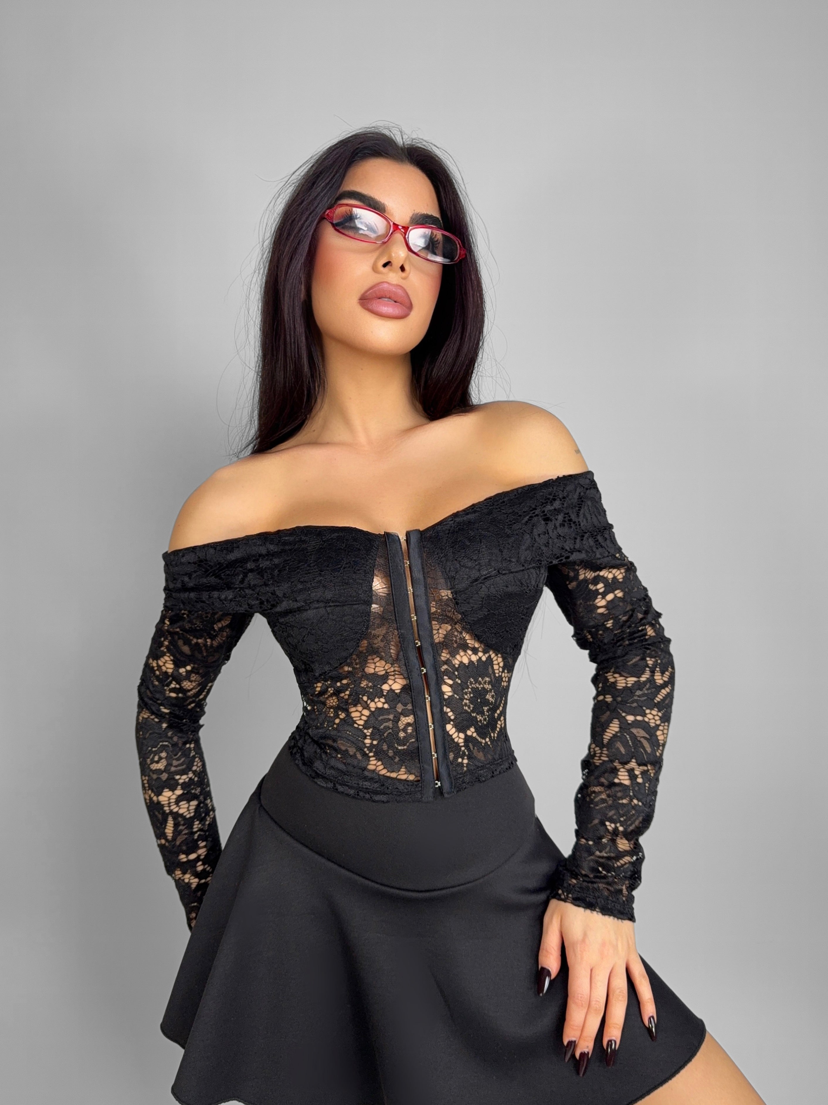 Maglia Corsetry Lace - Black