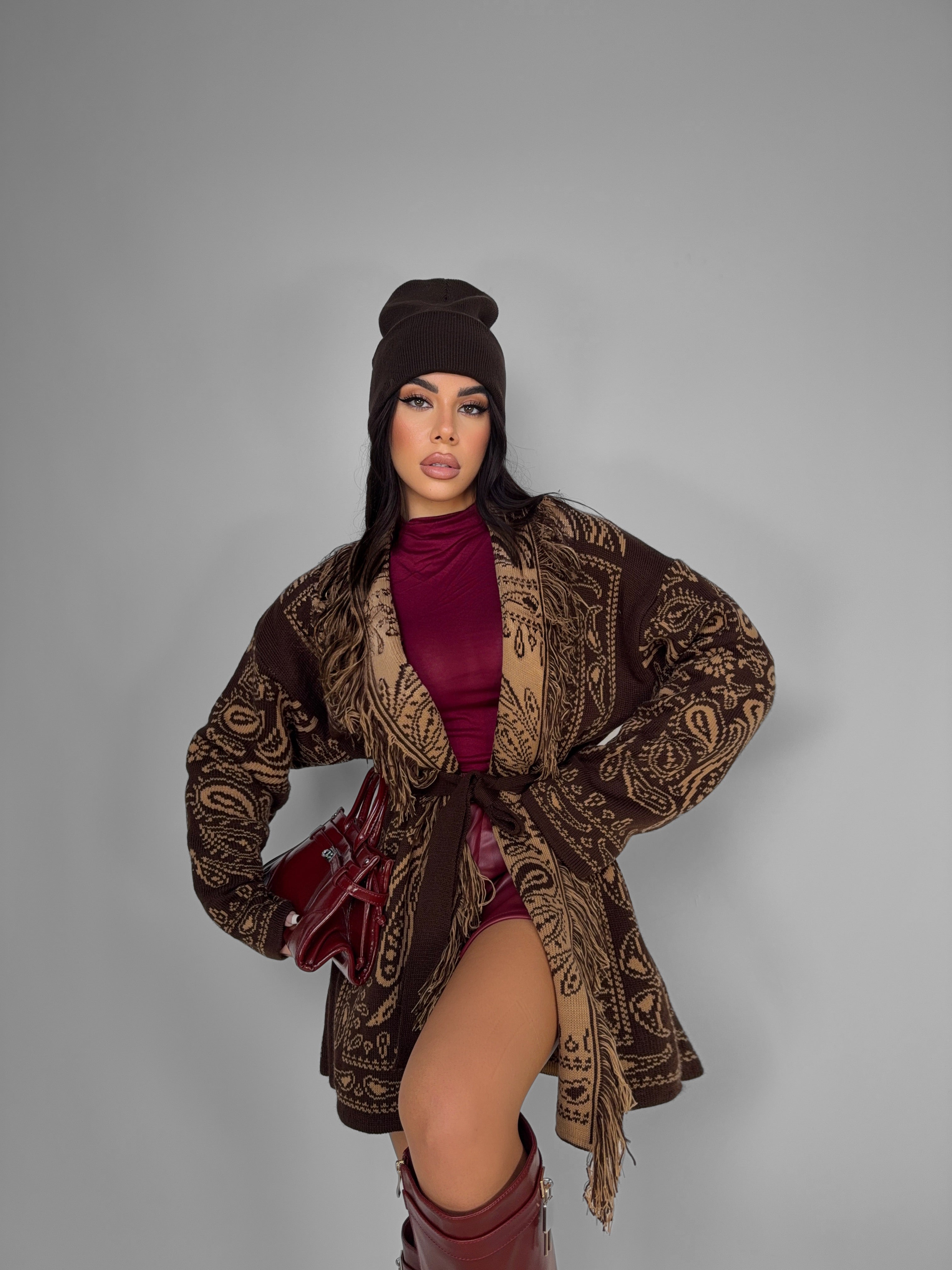 Cardigan Designer Wave-Brown