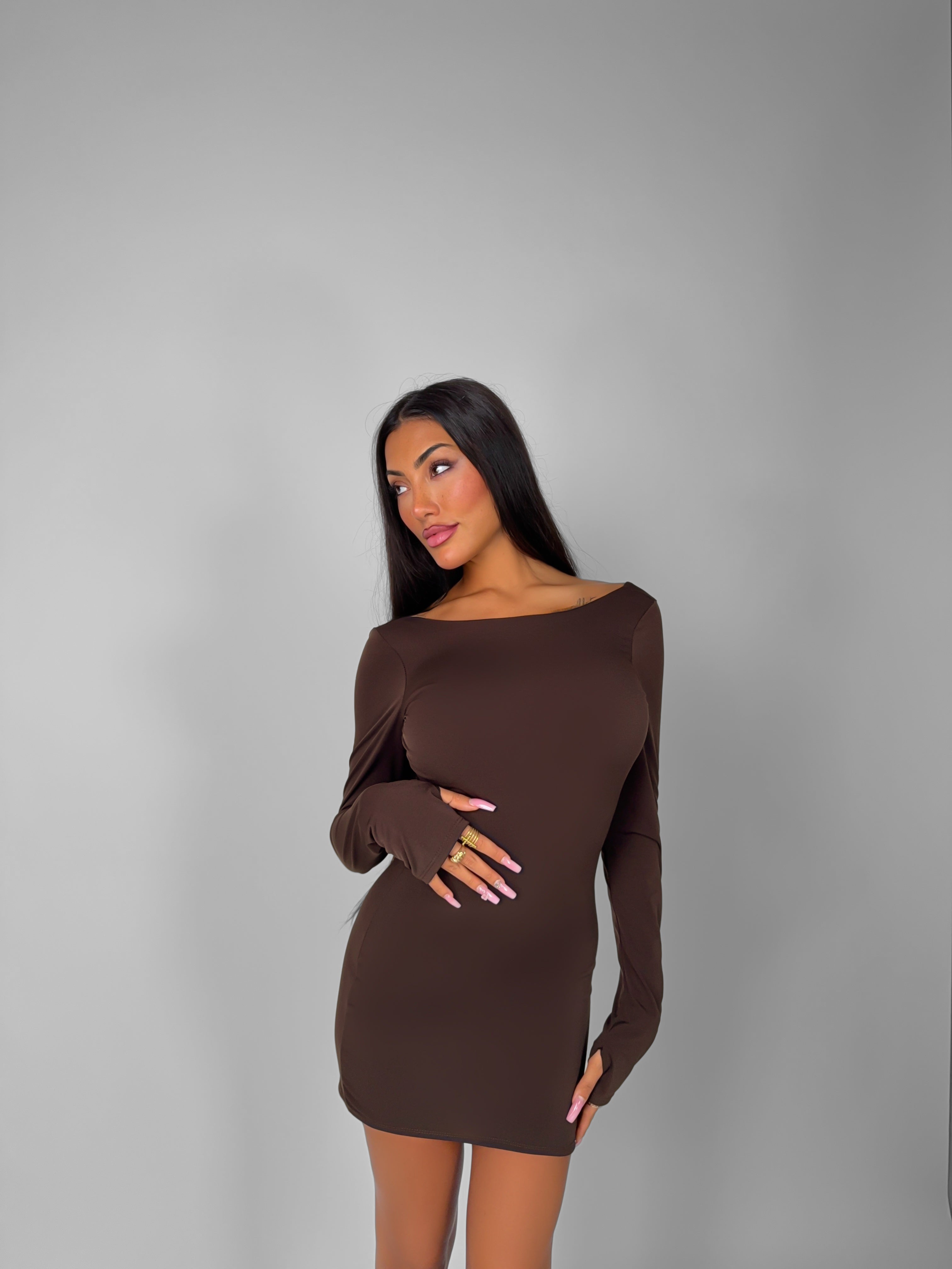 Abito Backless Gown - Brown