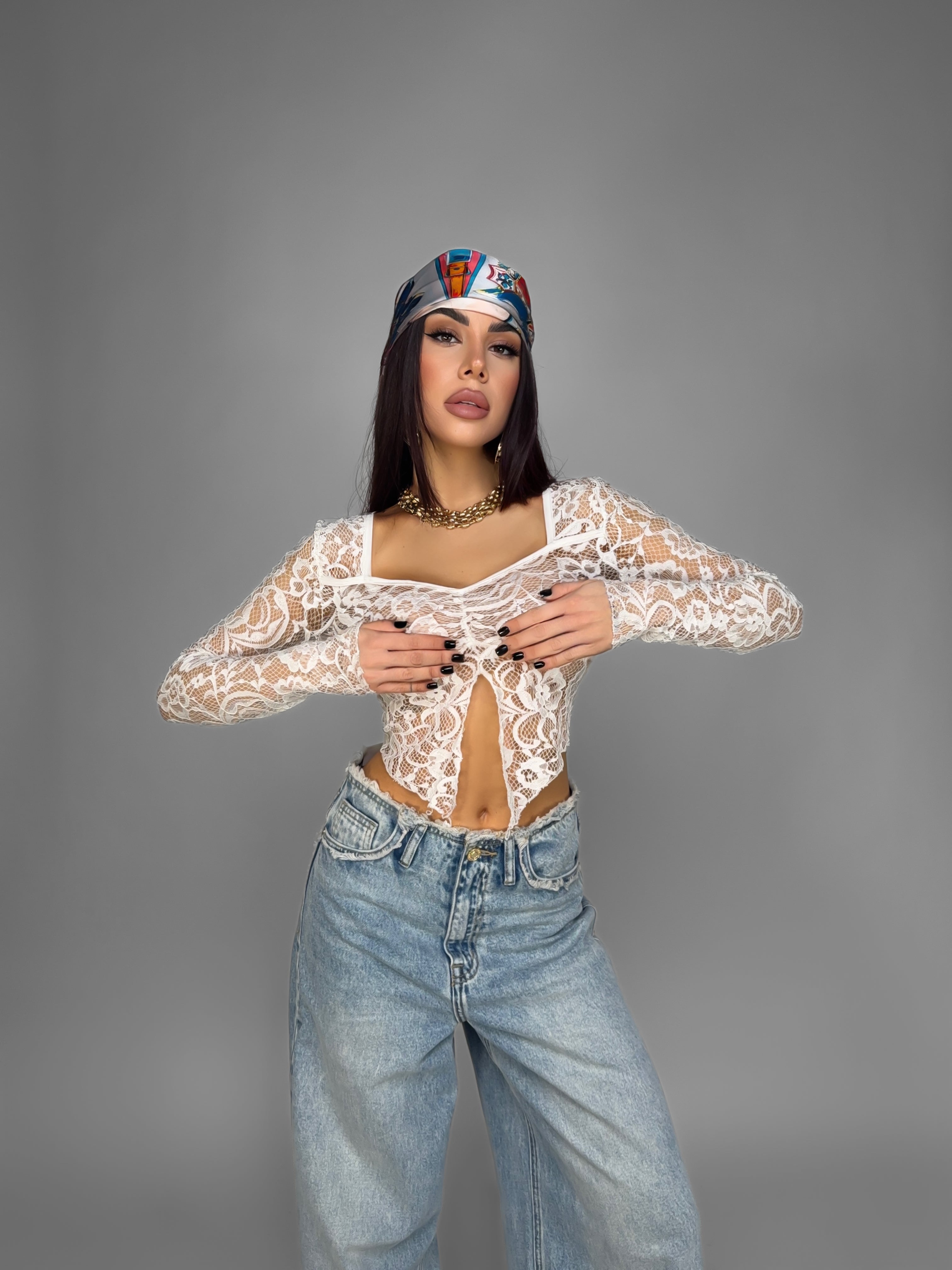 Top Belle Lace-White