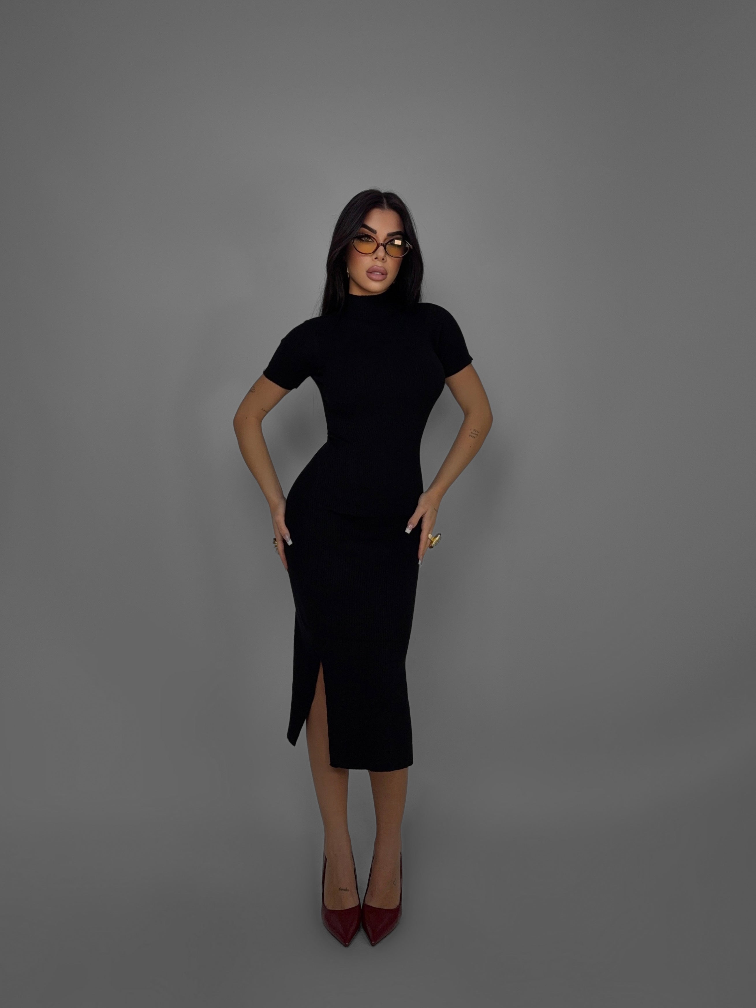 Abito Thick Ribbed-Black