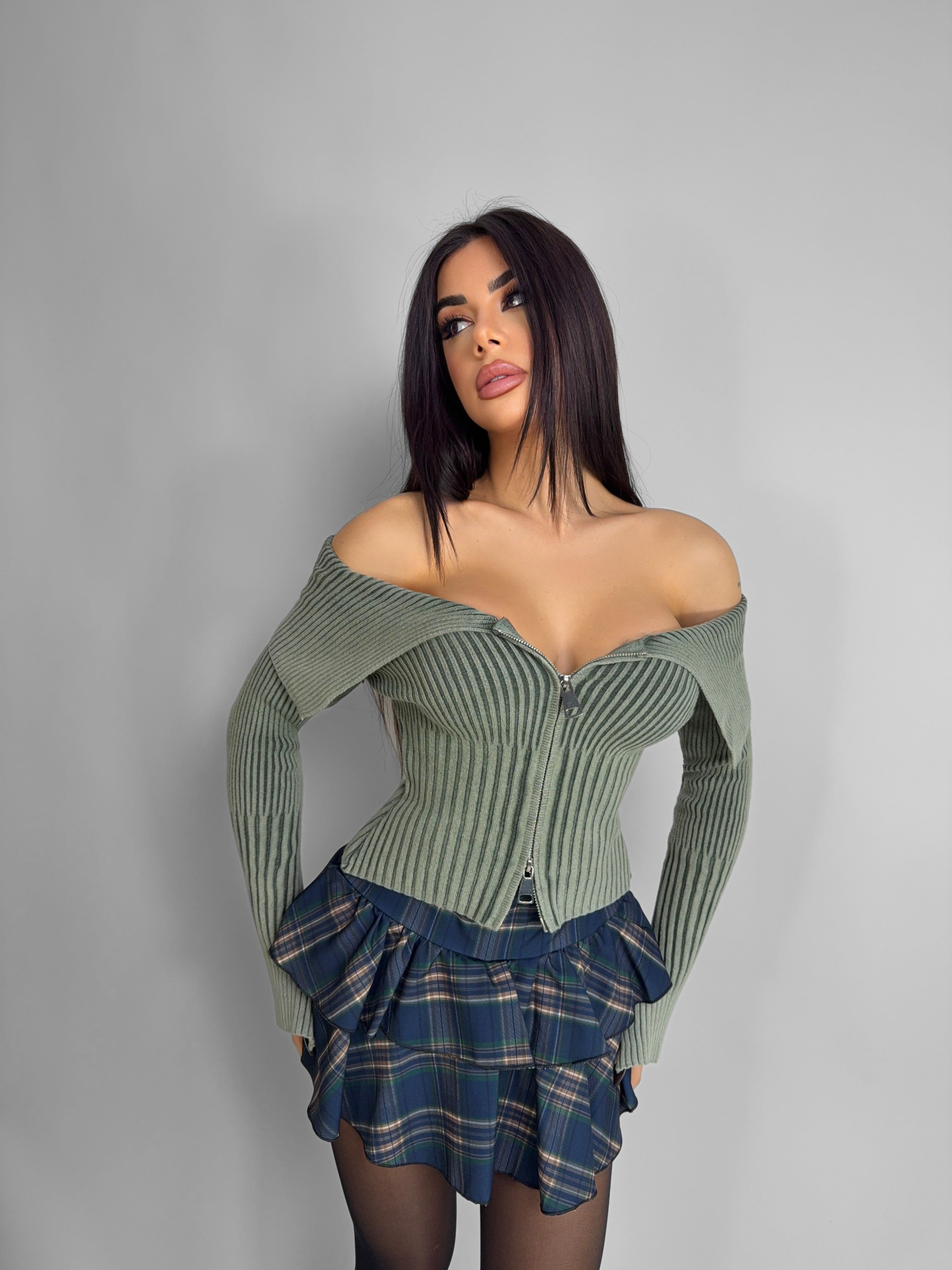 Maglione Zipped Sweather - Green