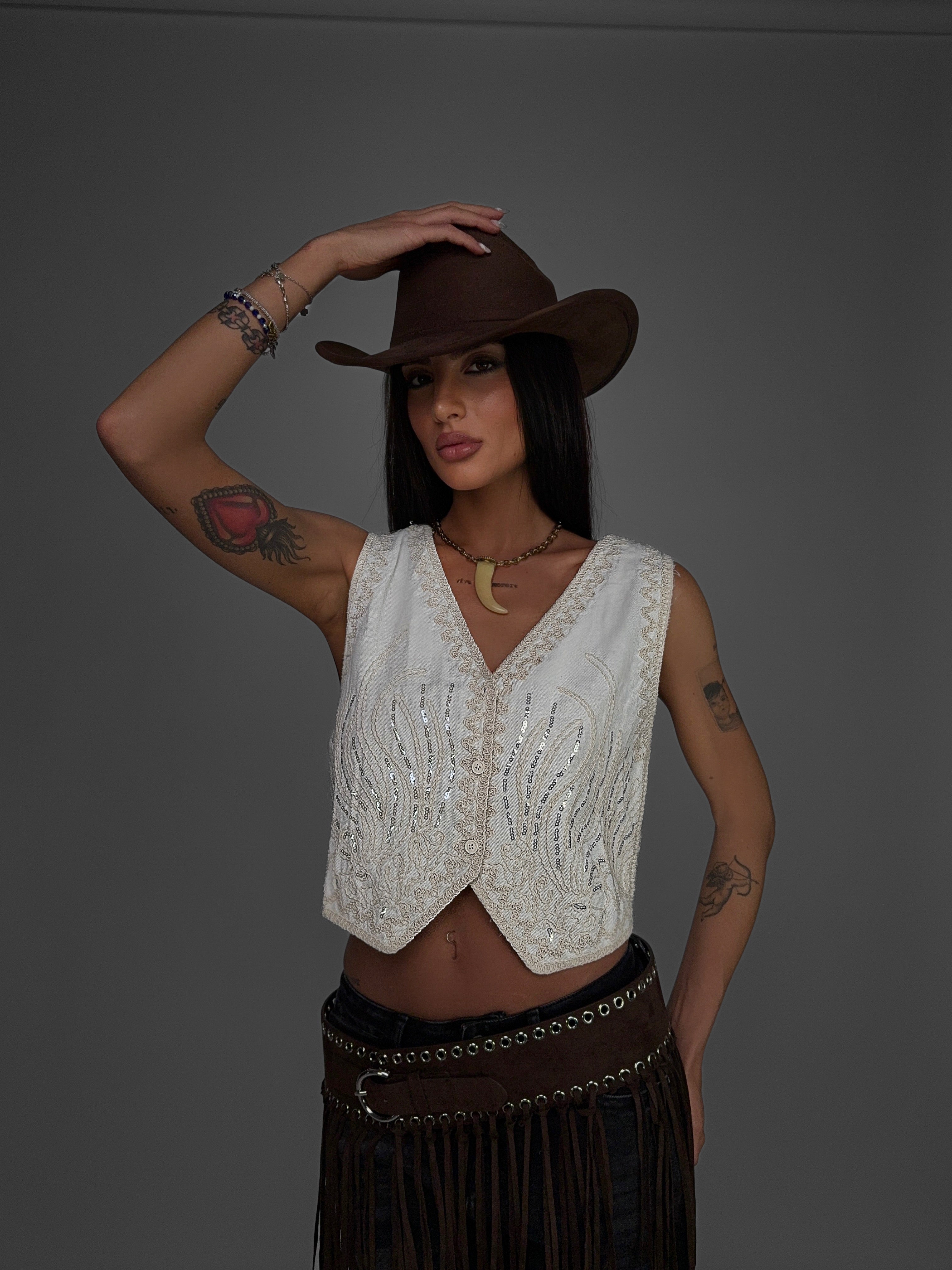 Gilet White Sequin