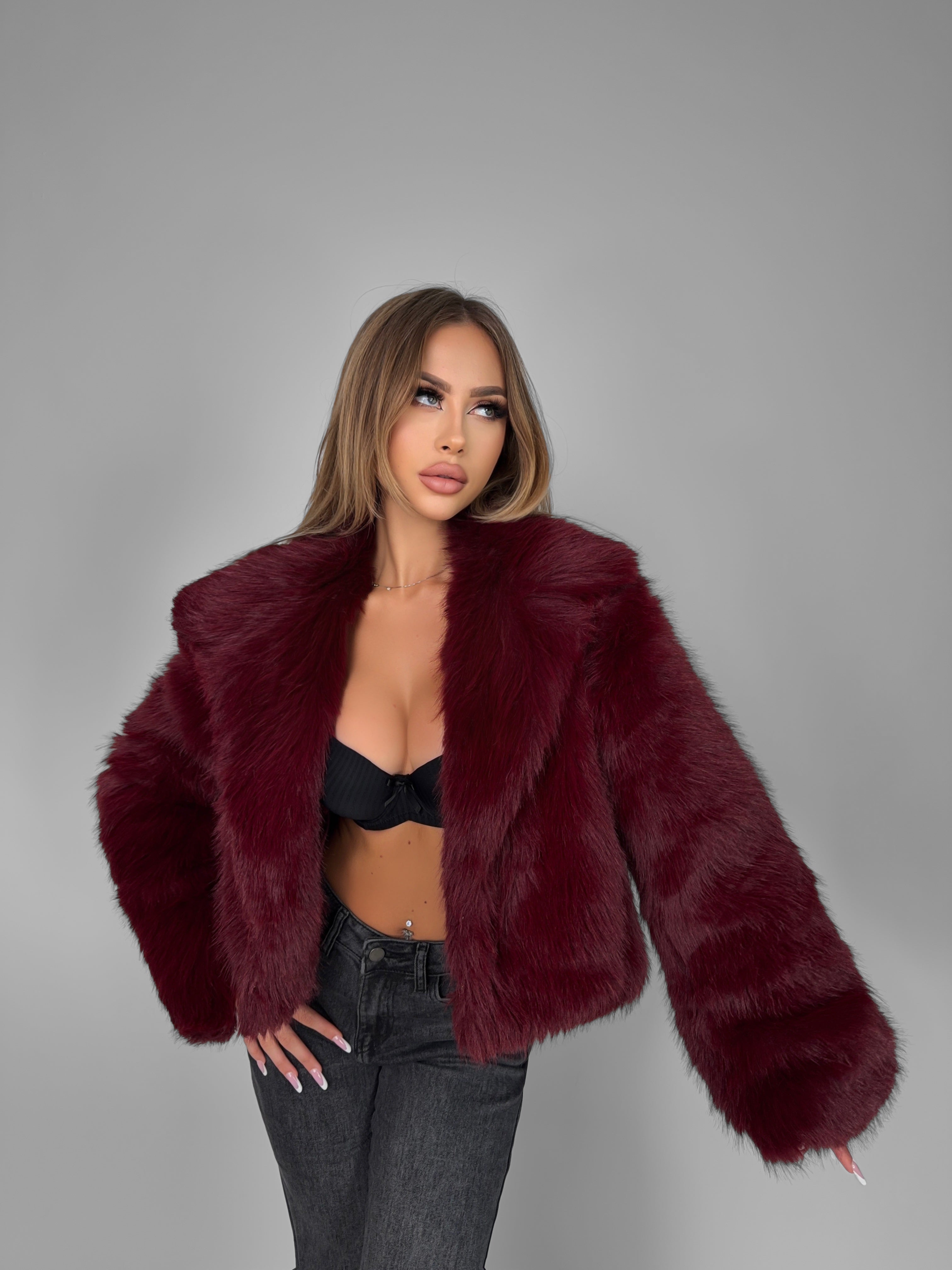 Pelliccia Crop Softly - Cherry Red