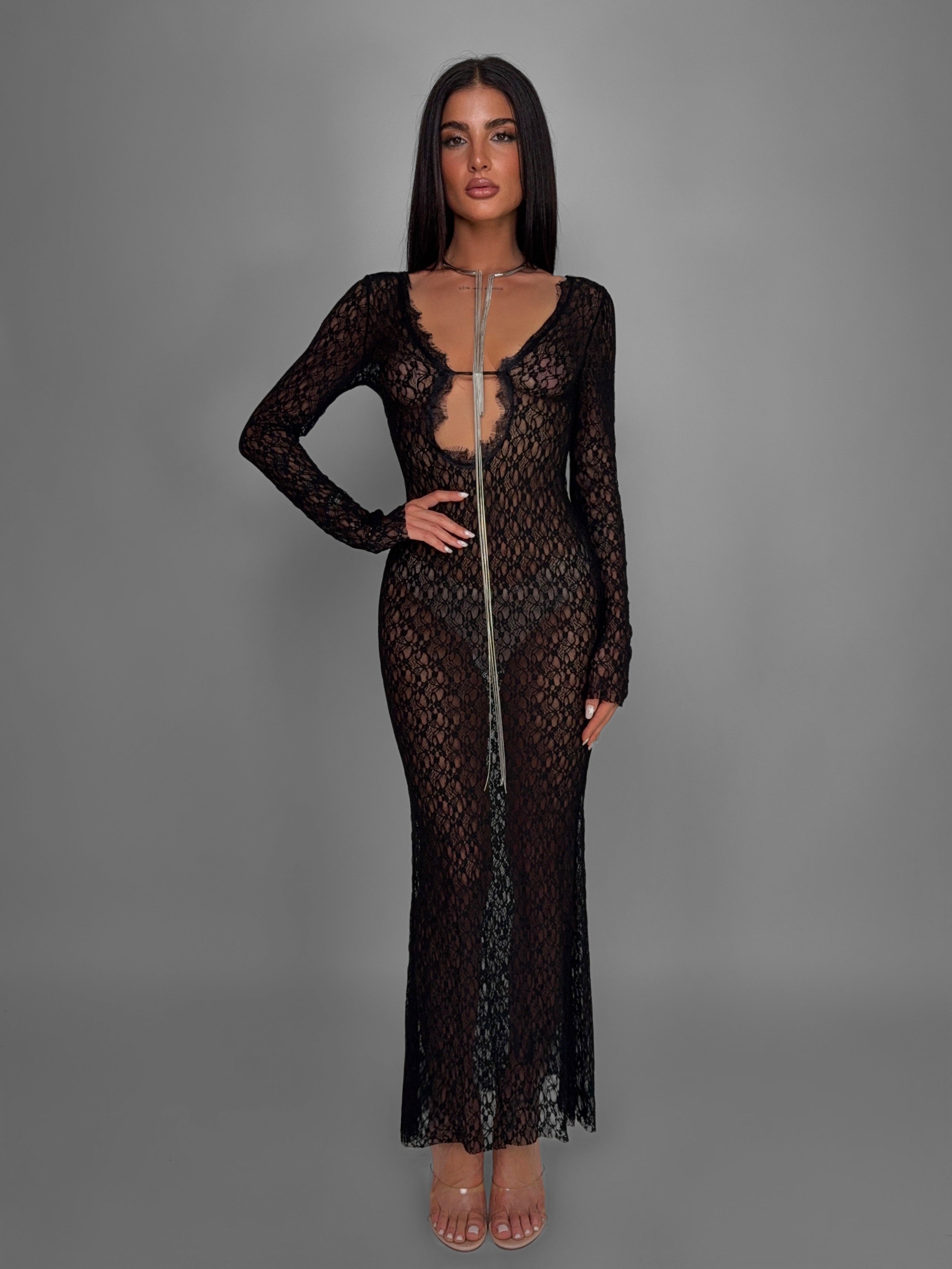 Abito Naked Lace-Black