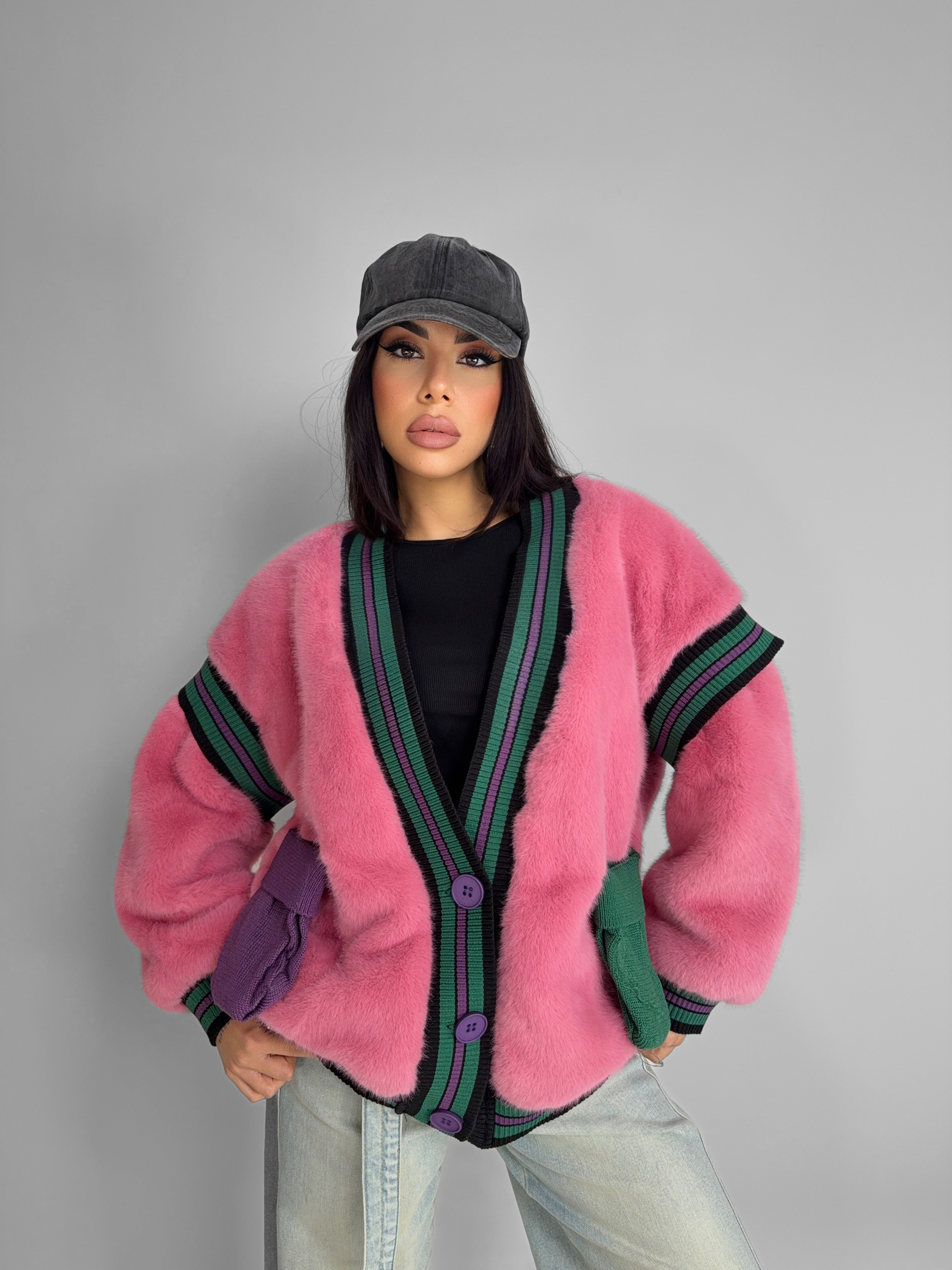 Giacchetto Hairy-Fuxia