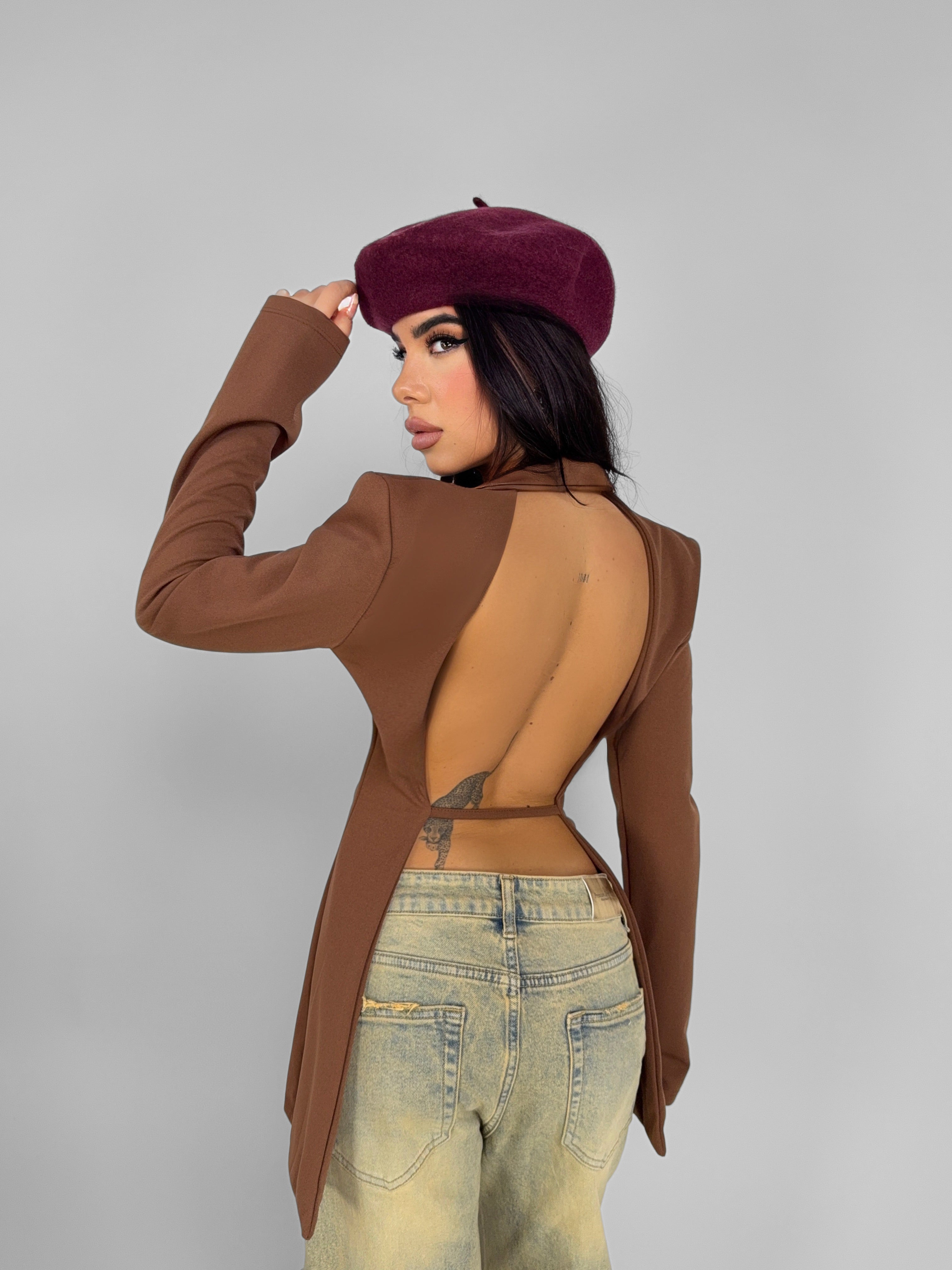 Blazer Bare Back-Brown