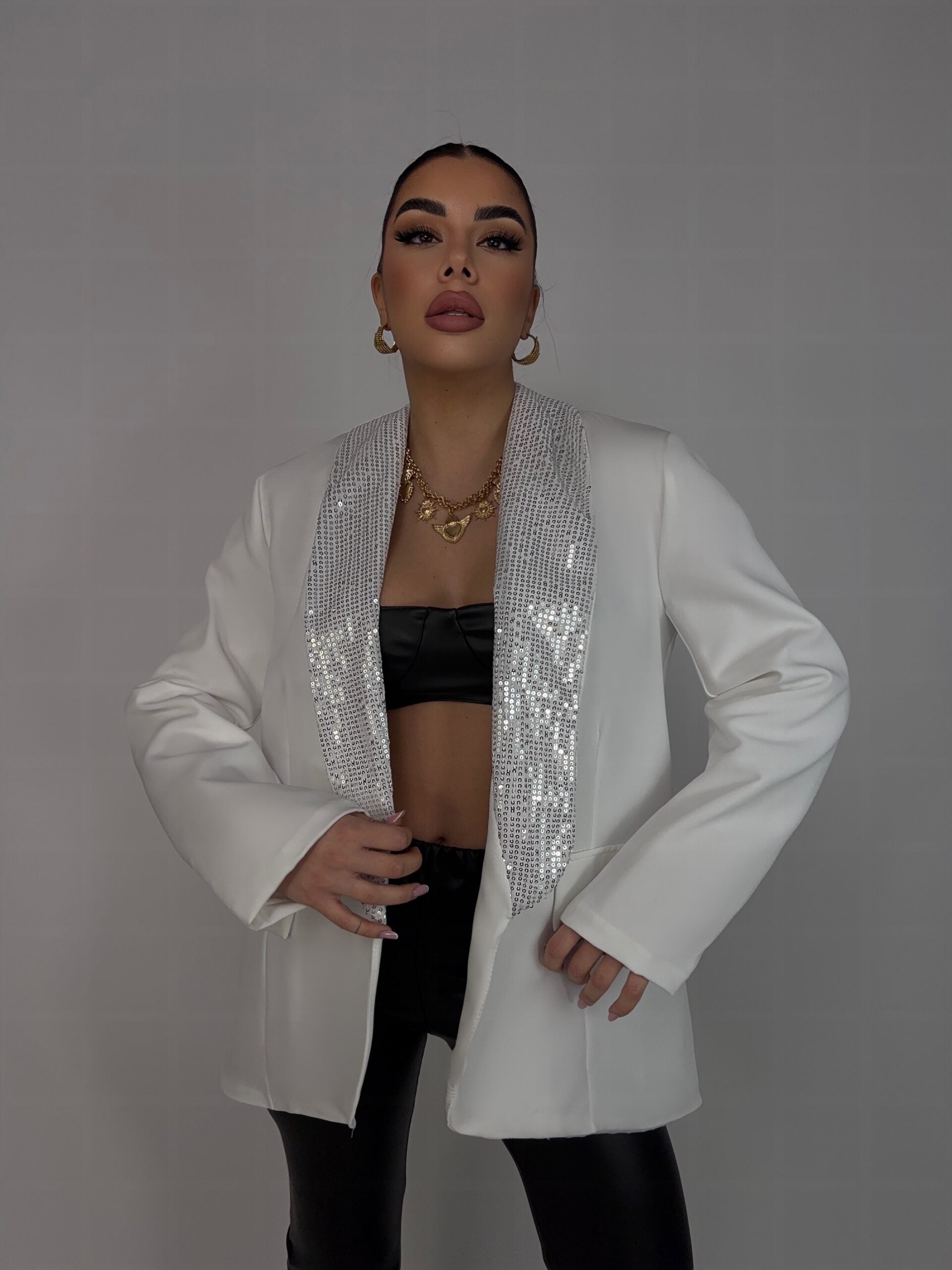Giacca Sequin Night - White