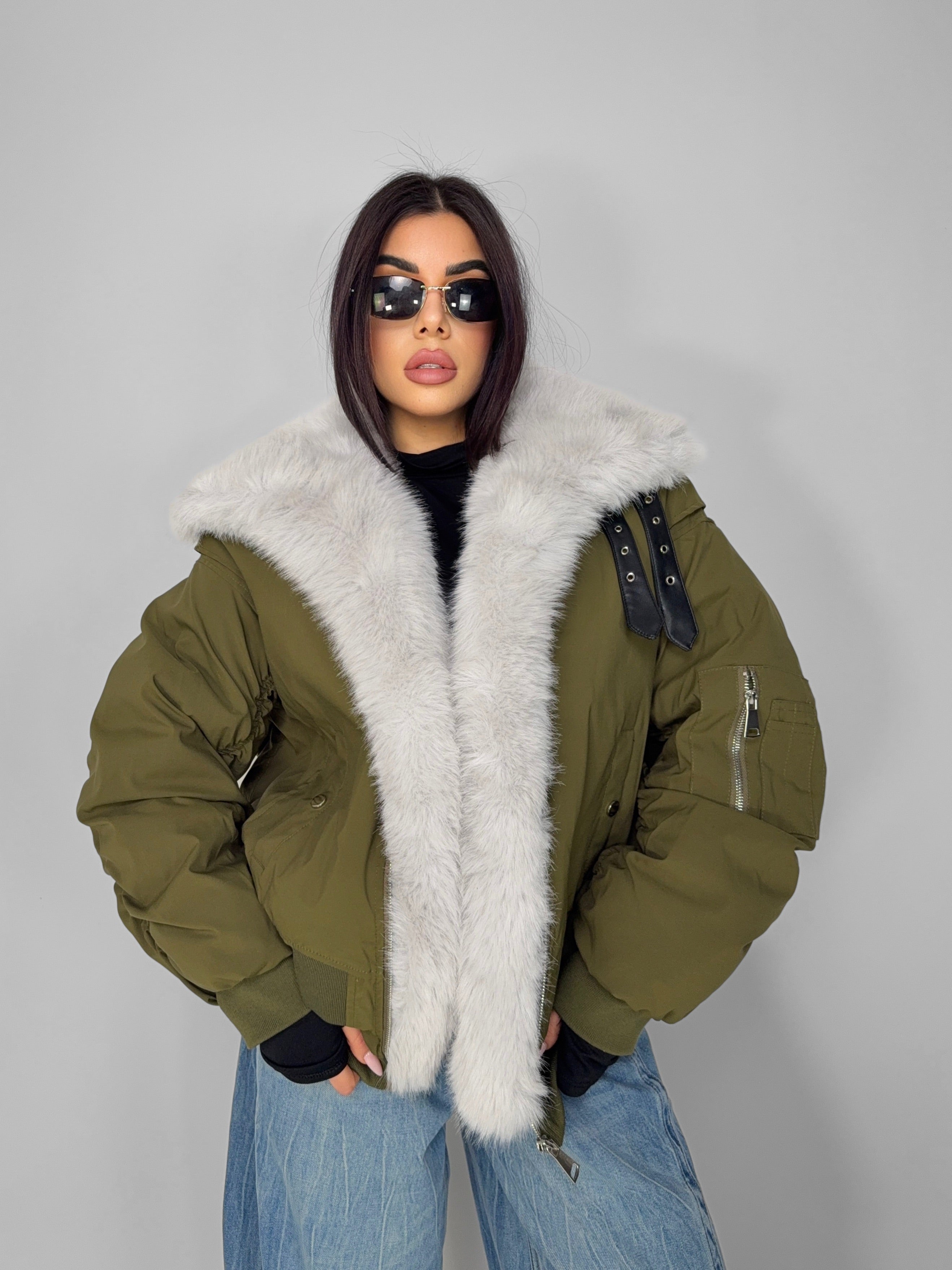 Maxi Fur Jacket - Green