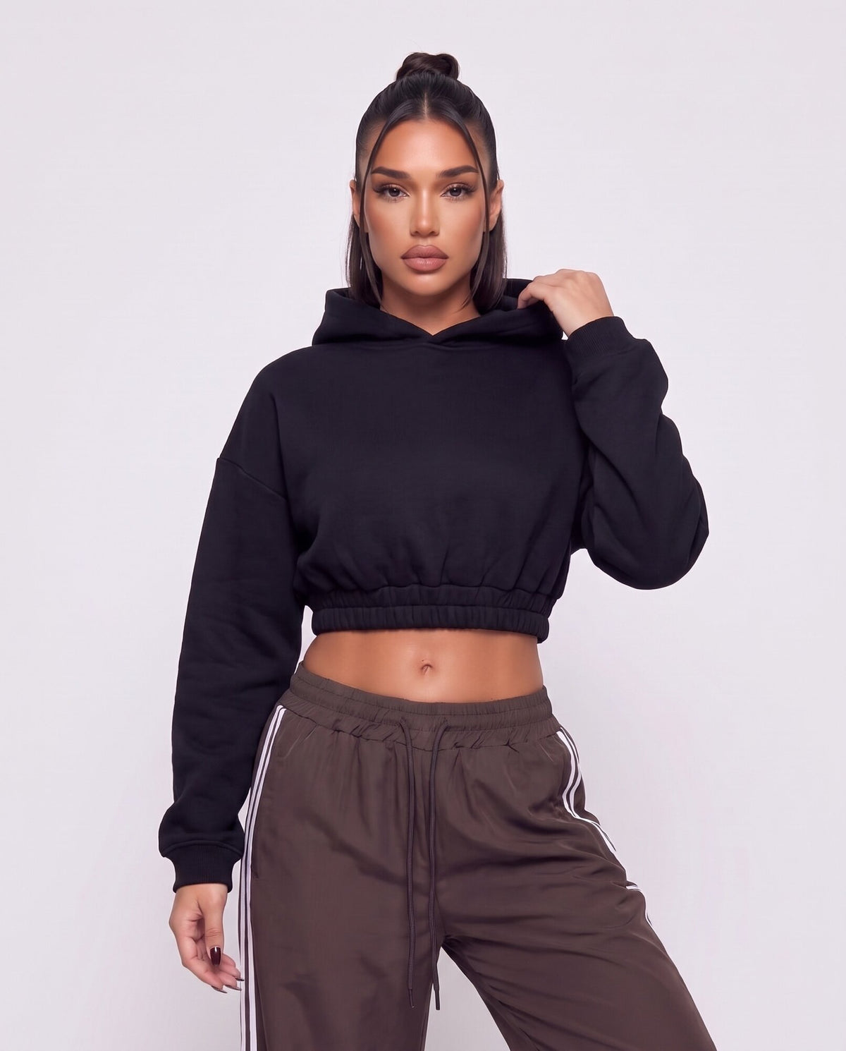 Felpa Crop Cozy-Black