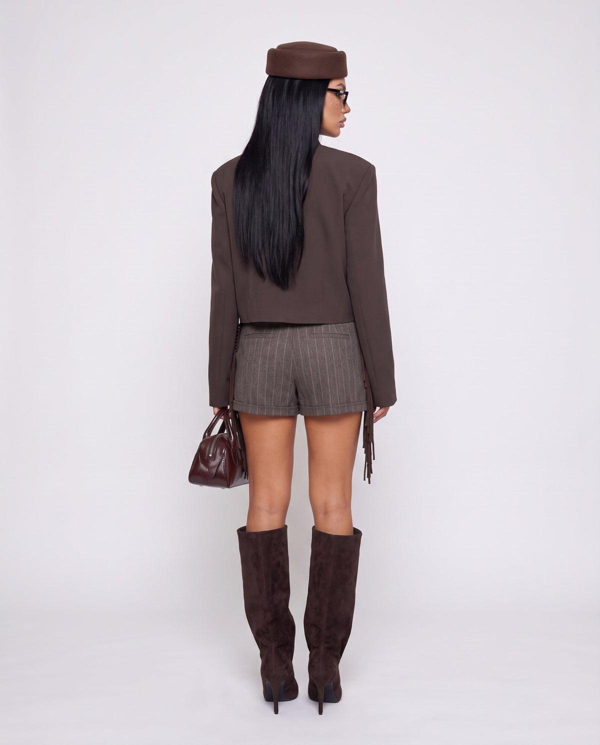 Giacchetto Boxy Crop-Brown