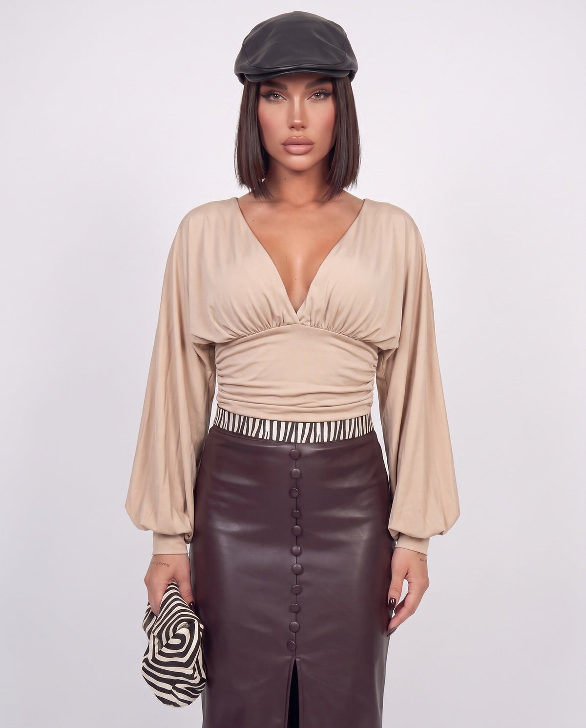 Maglia V Basic-Beige