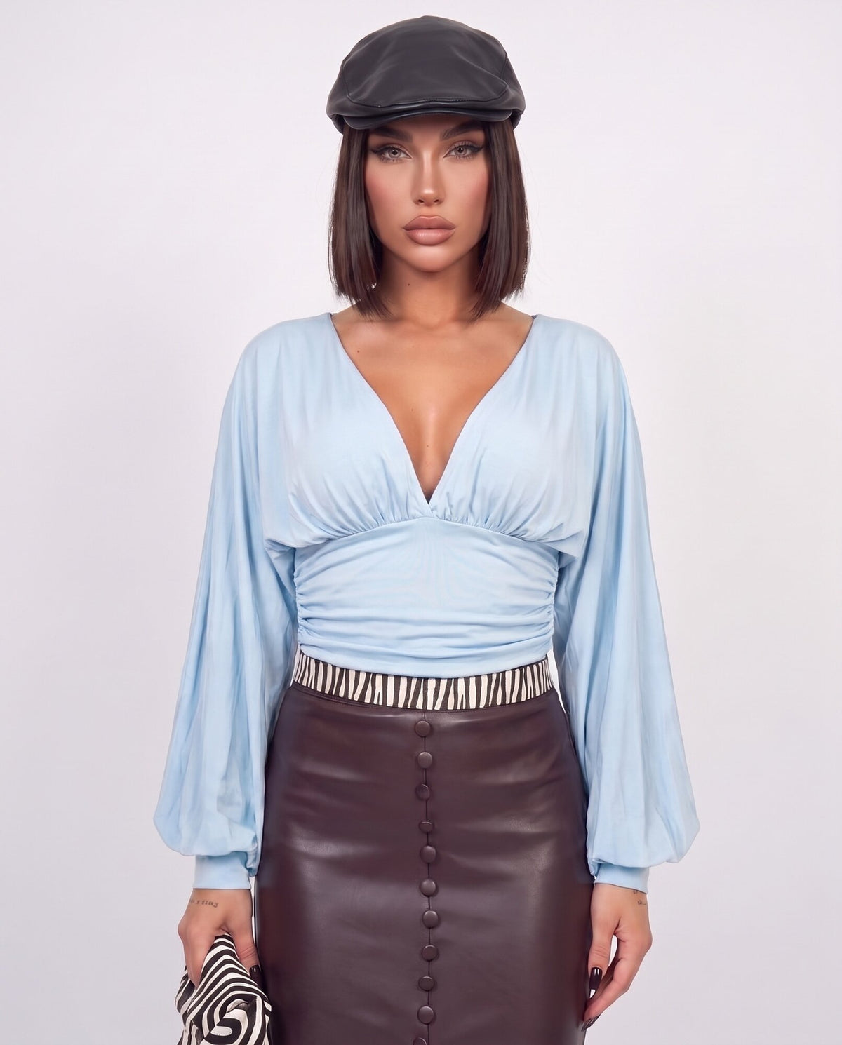 Maglia V Basic-Light Blue