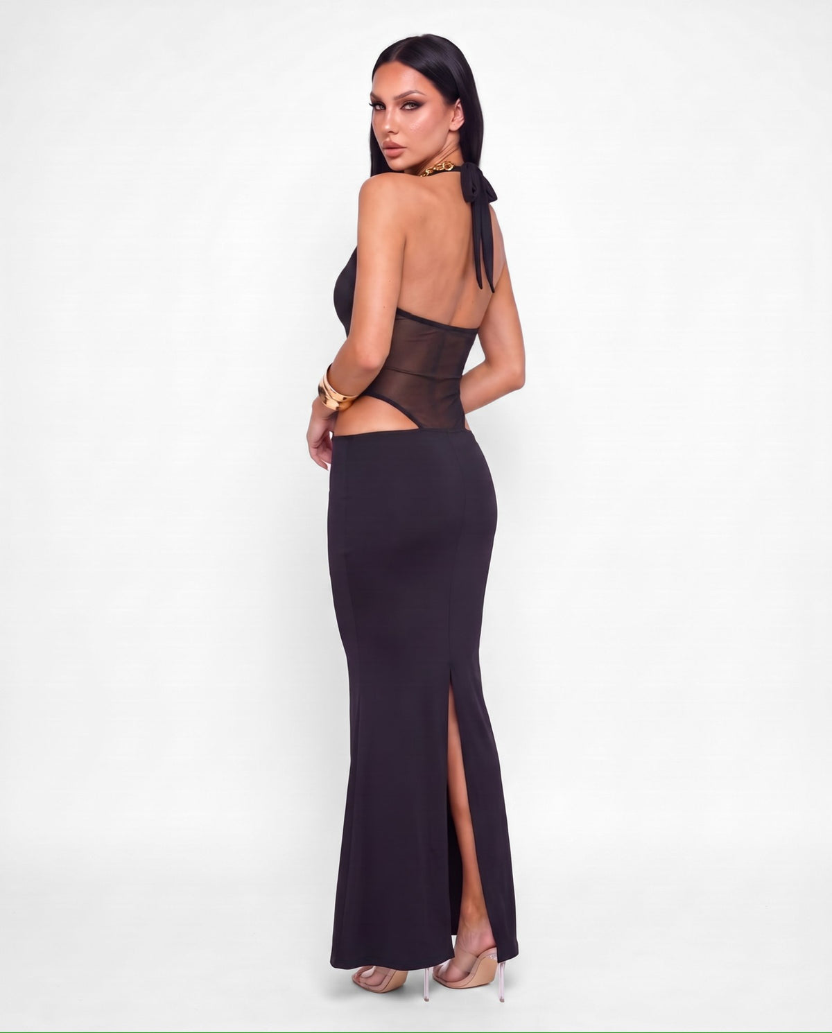 Veiled Top Dress - Black