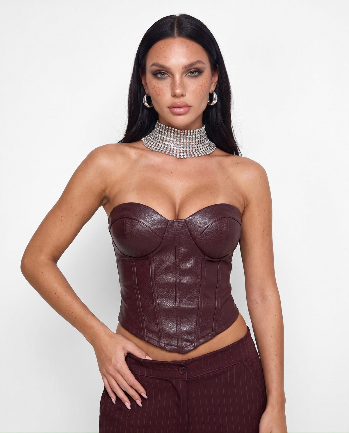 Corsetto Leather Curve-Cherry Red