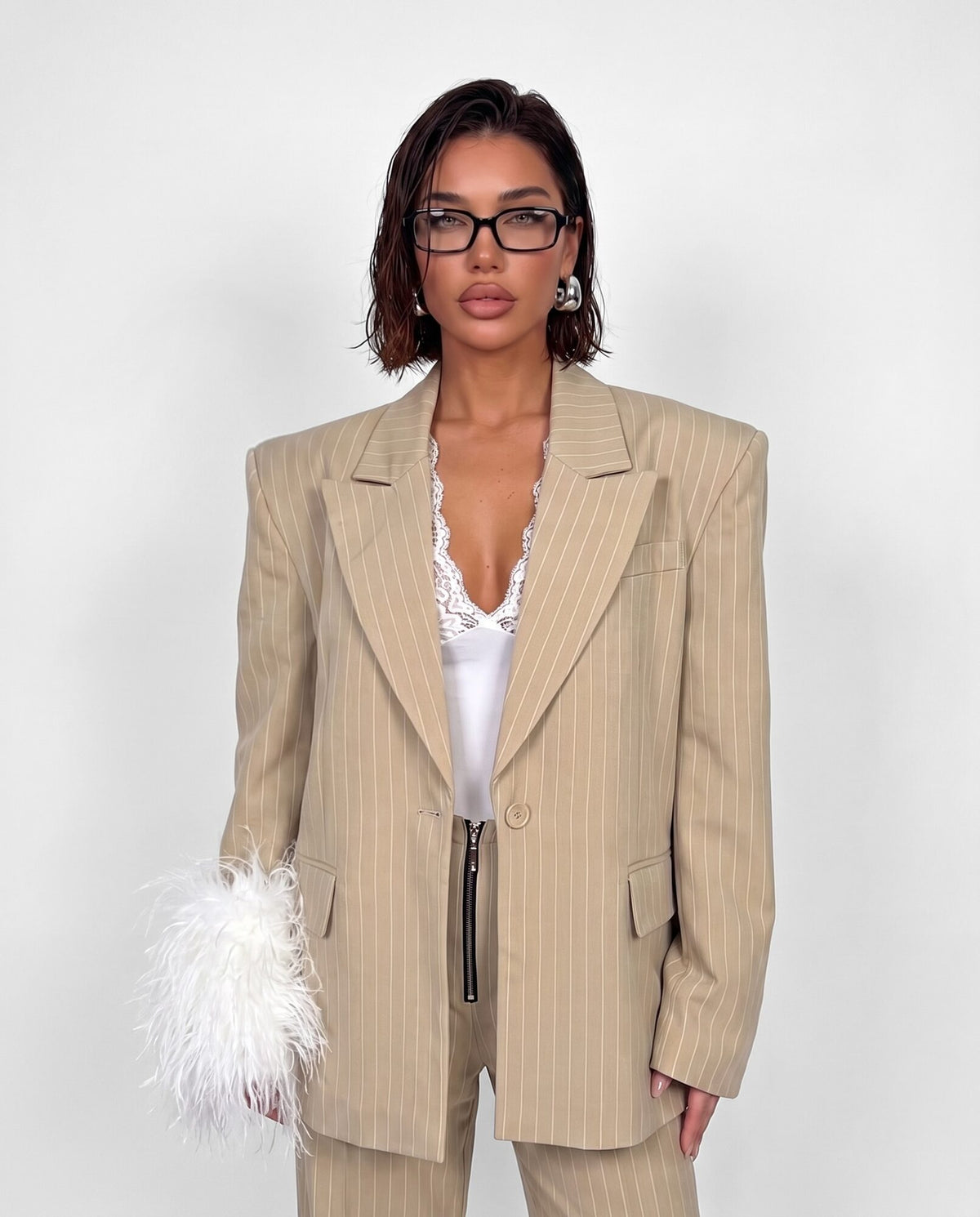 Coord Set Pinstripe-Beige