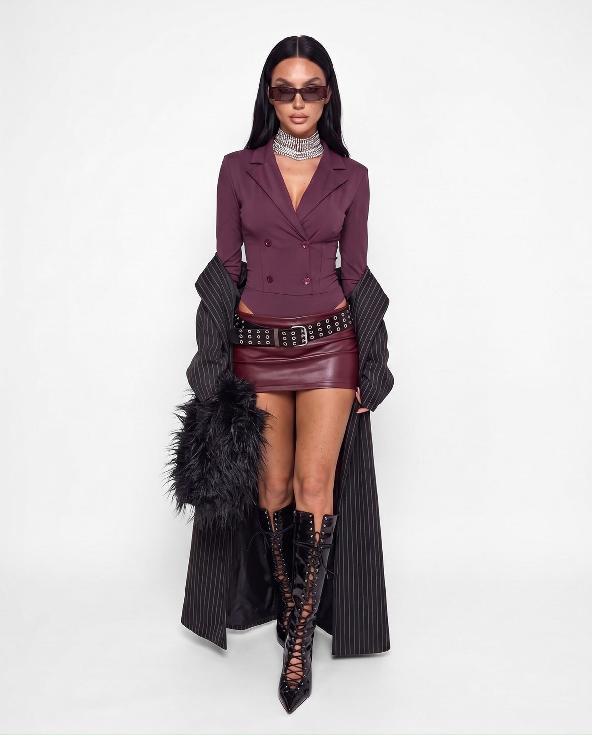 Body Sharp Blazer-Cherry Red